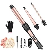 JAETON Fer à boucler 3 en 1, l'ensemble de baguette à friser comprend 1,9 à 2,5 cm conique, 3,2 cm grand et 0...