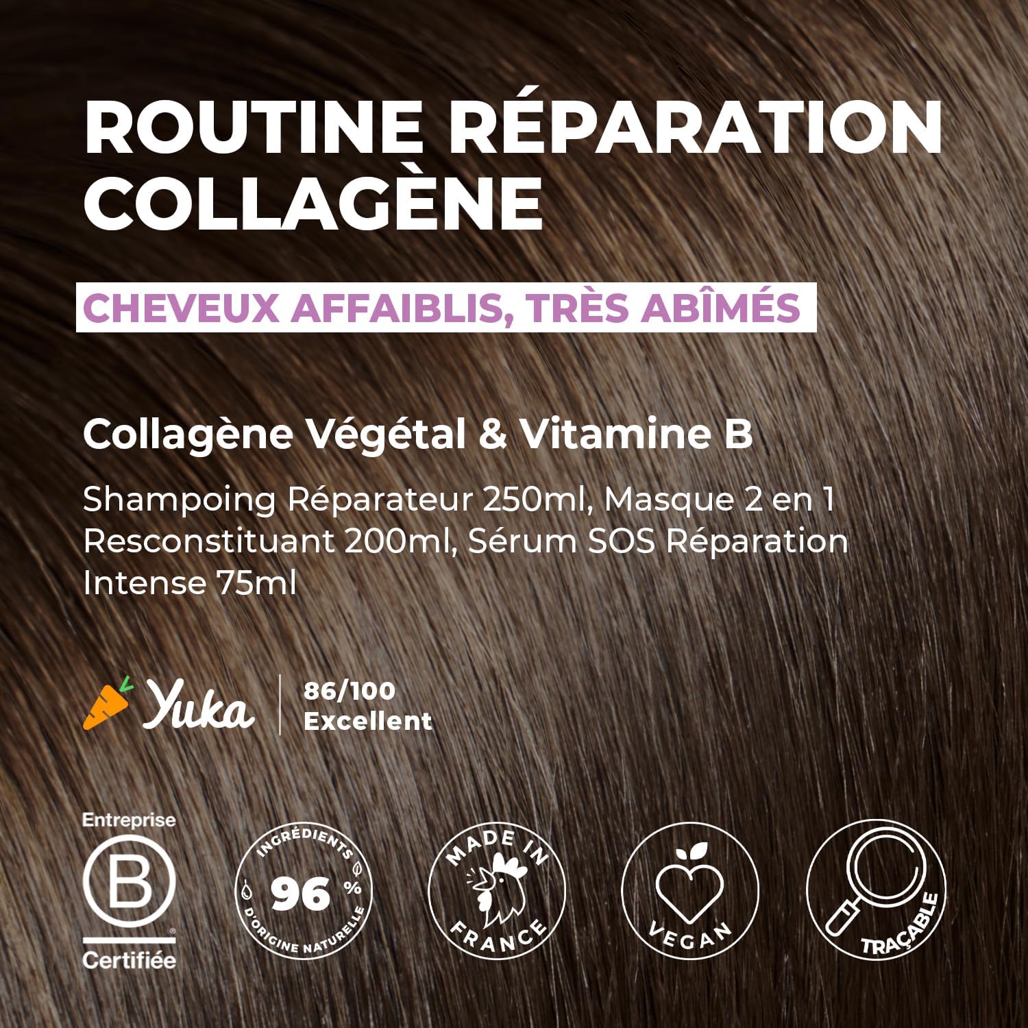 Energie Fruit - Routine capillaire collagène - Coffret soin complet cheveux abîmés
