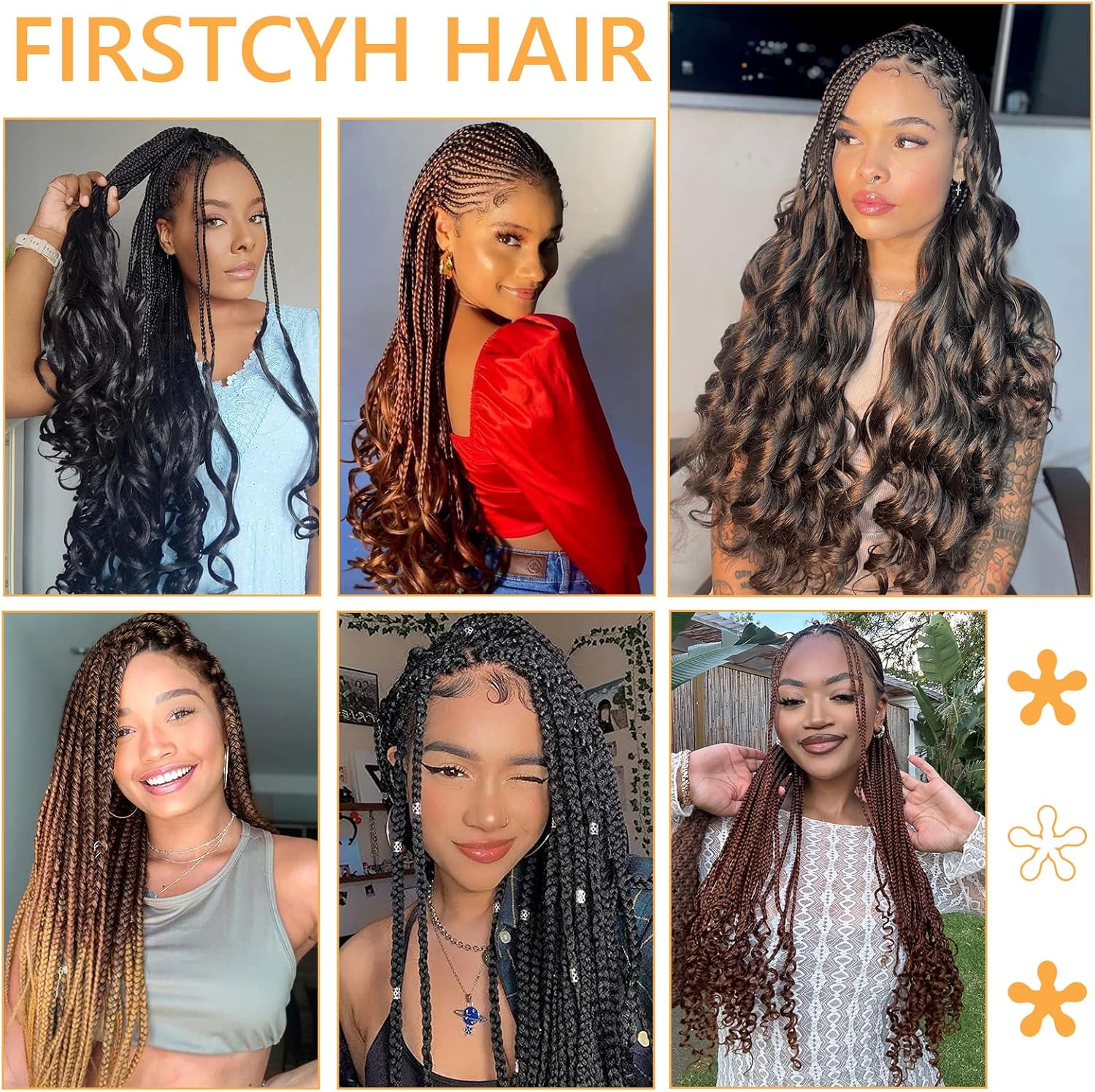 Meches Boucle Pour Tresses - French Curl - 41cm - 8 paquets, boucles loose wavy, couleur 1B/30