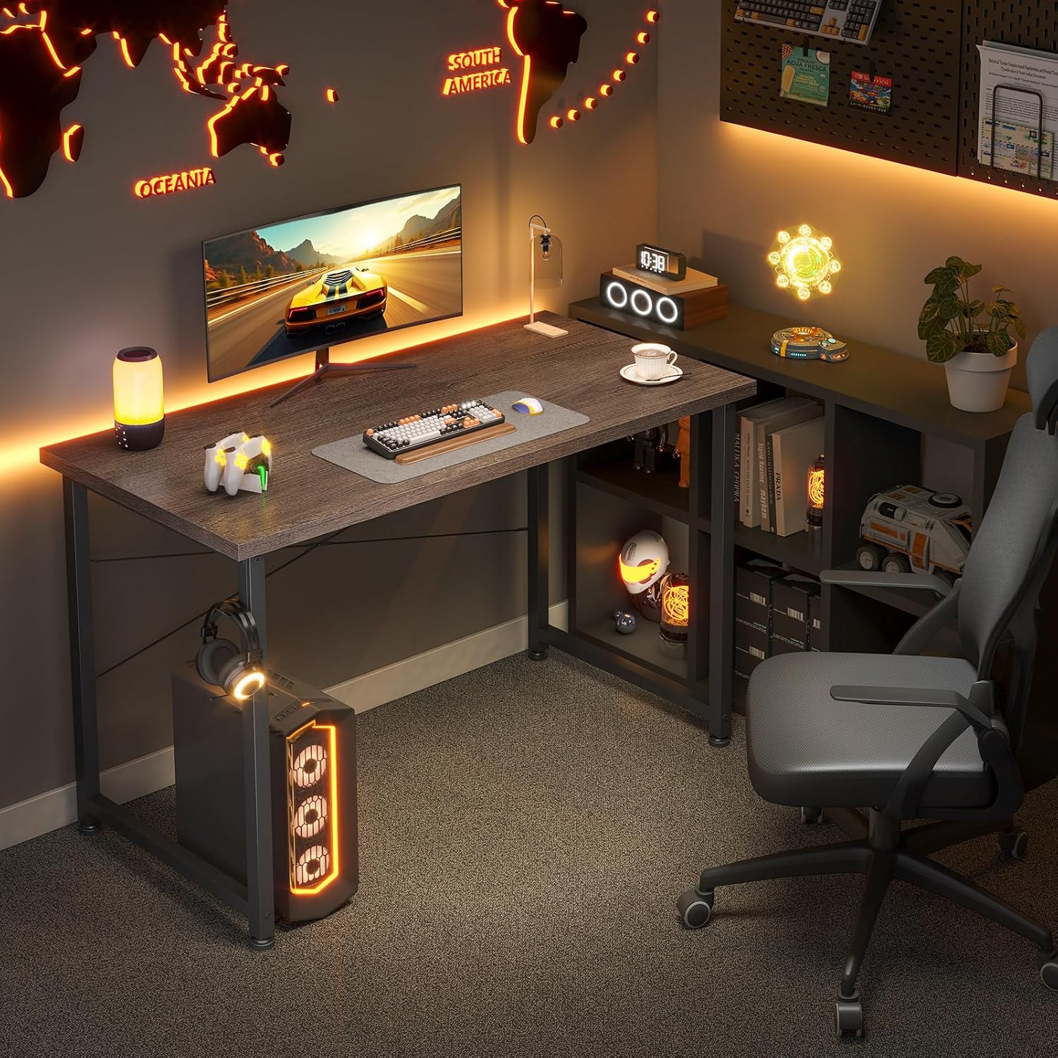 ODK - Petit bureau d’ordinateur - 100x48cm - compact, gris