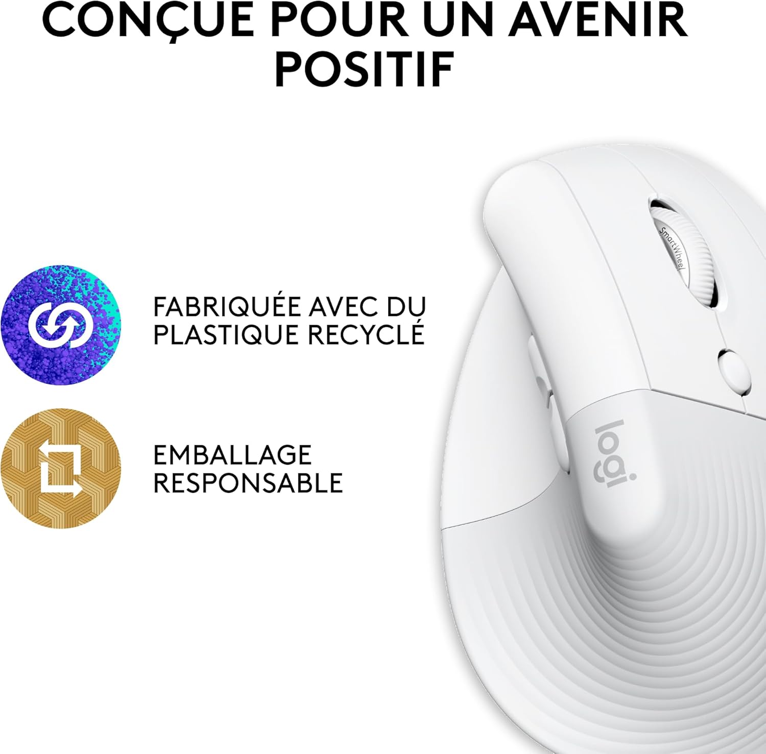 Logitech - Lift pour Mac - souris verticale compacte - ergonomique, 4 boutons, Bluetooth