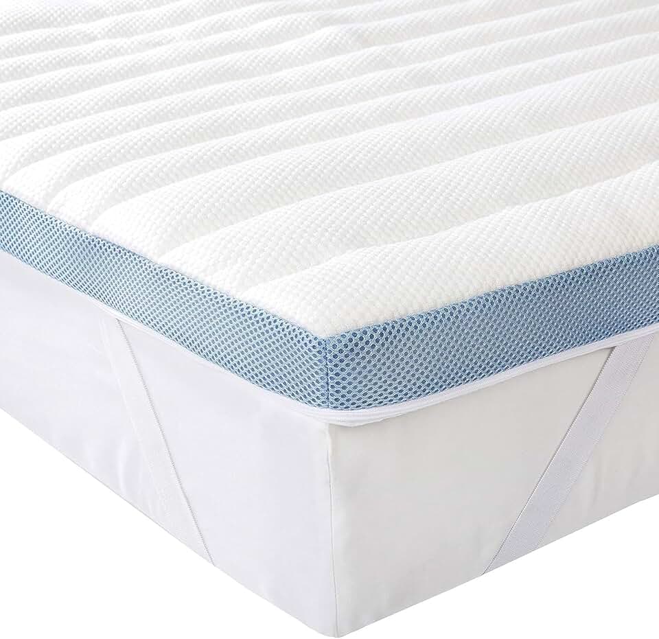 maxxi-dealz Basics - Surmatelas mousse mémoire - 140x190x5 cm - sangles robustes