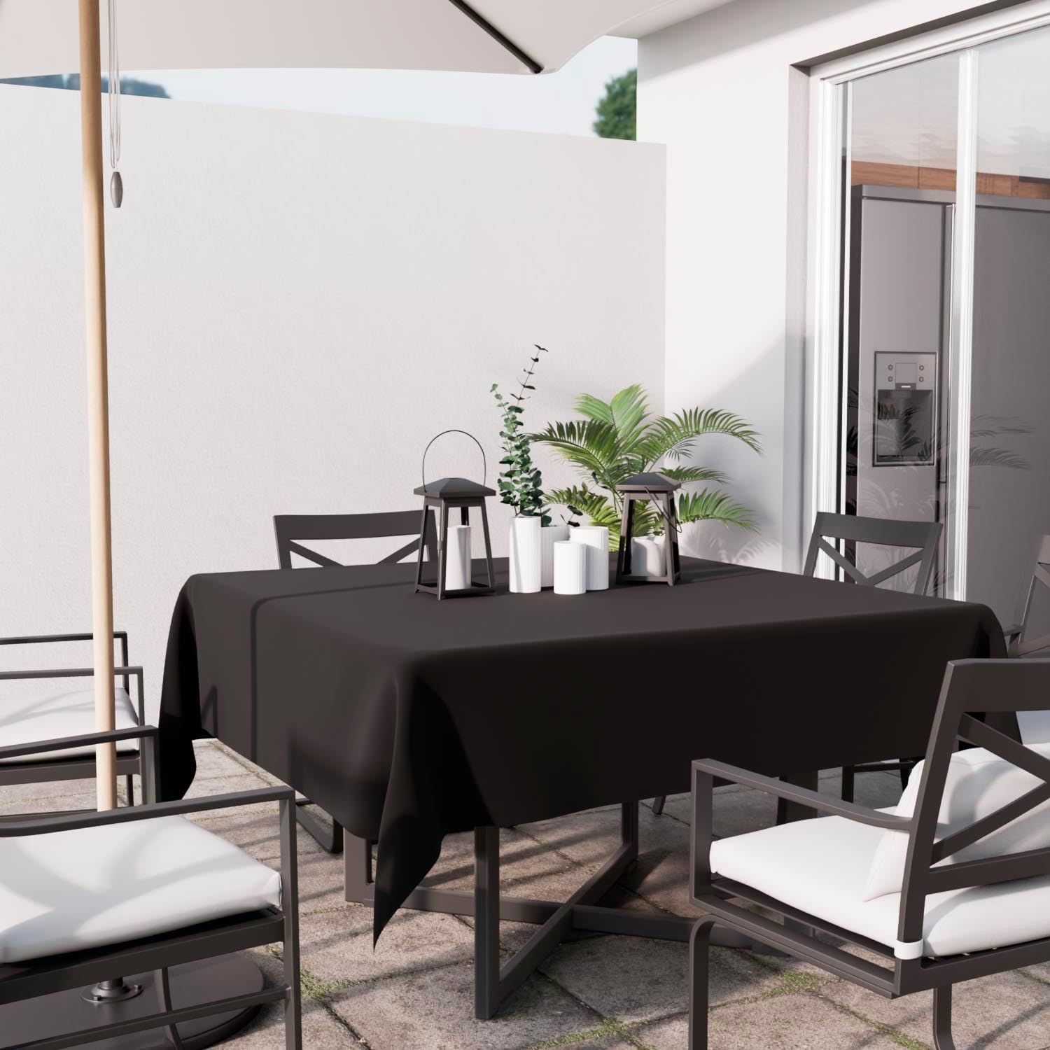 Soleil d’Ocre - Nappe carrée anti-taches - 140x140 cm - polyester noir