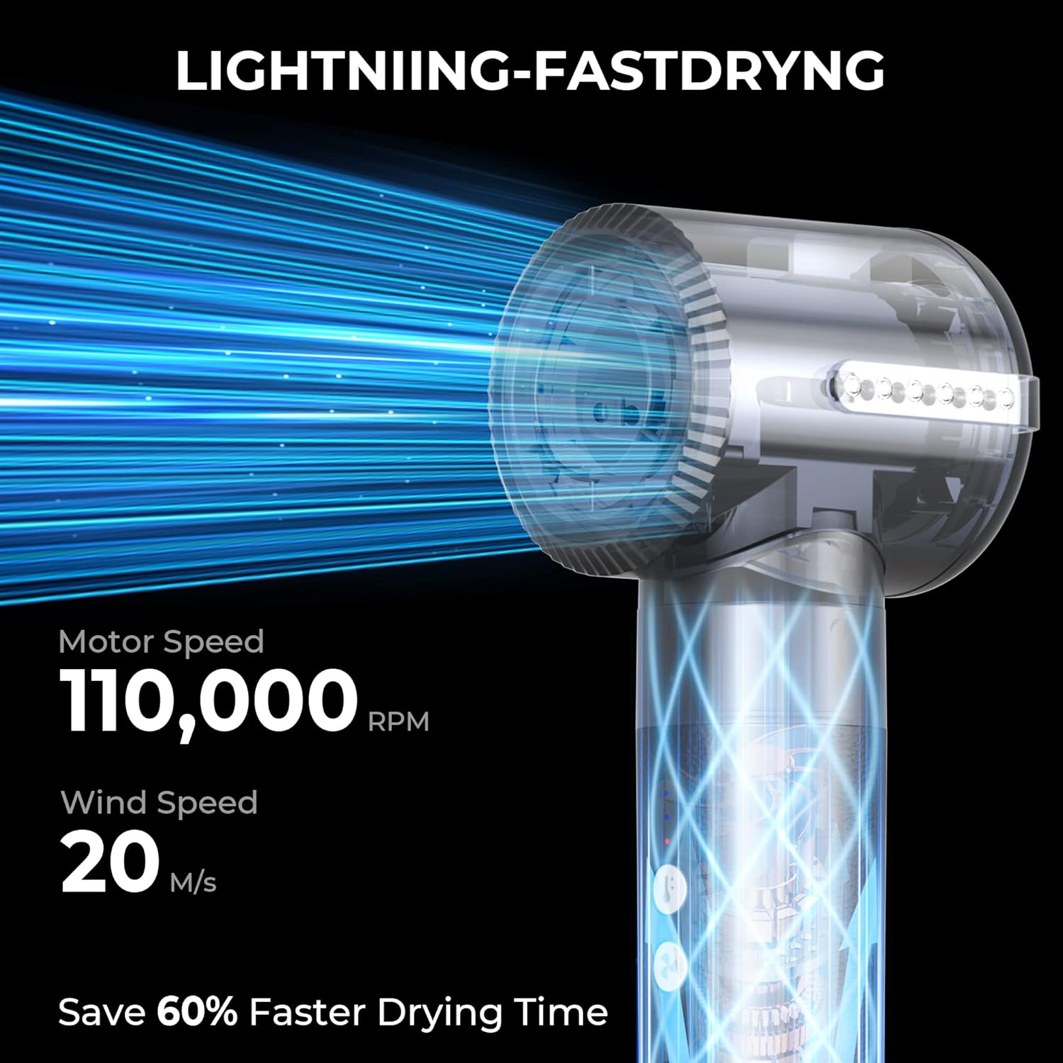 Brosse soufflante 7 en 1 - 10000 TR/MIN - 200M ions - diffuseur bouclés