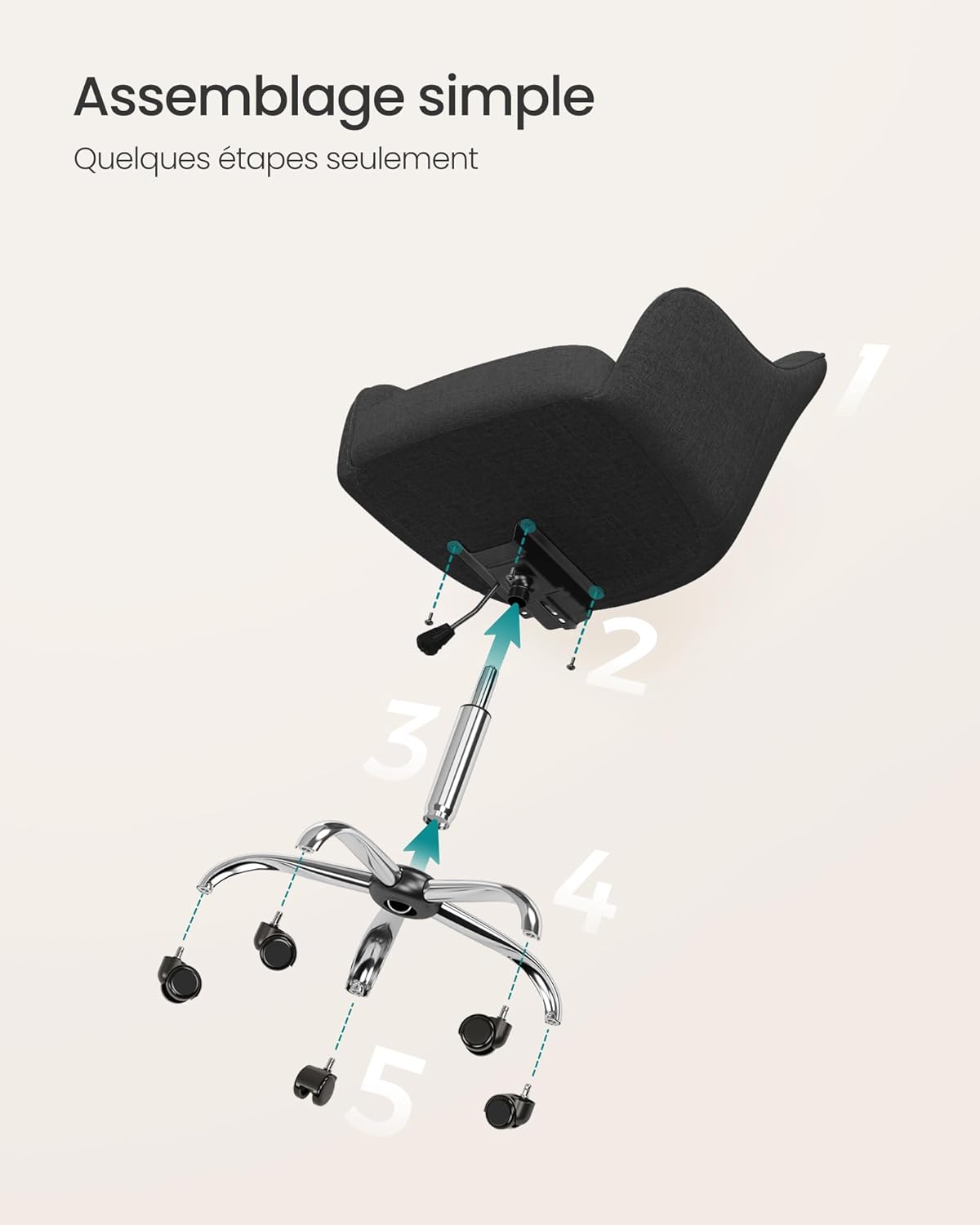 SONGMICS - fauteuil ergonomique, tissu coton-lin, cadre acier, réglable, 110kg, 119x61x54cm, OBG019B01