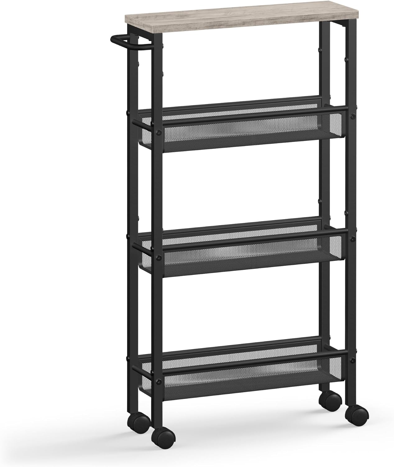 VASAGLE - desserte 4 niveaux - 13x45,4x77 cm - structure acier, roulettes, poignée, compact - LRC032K01