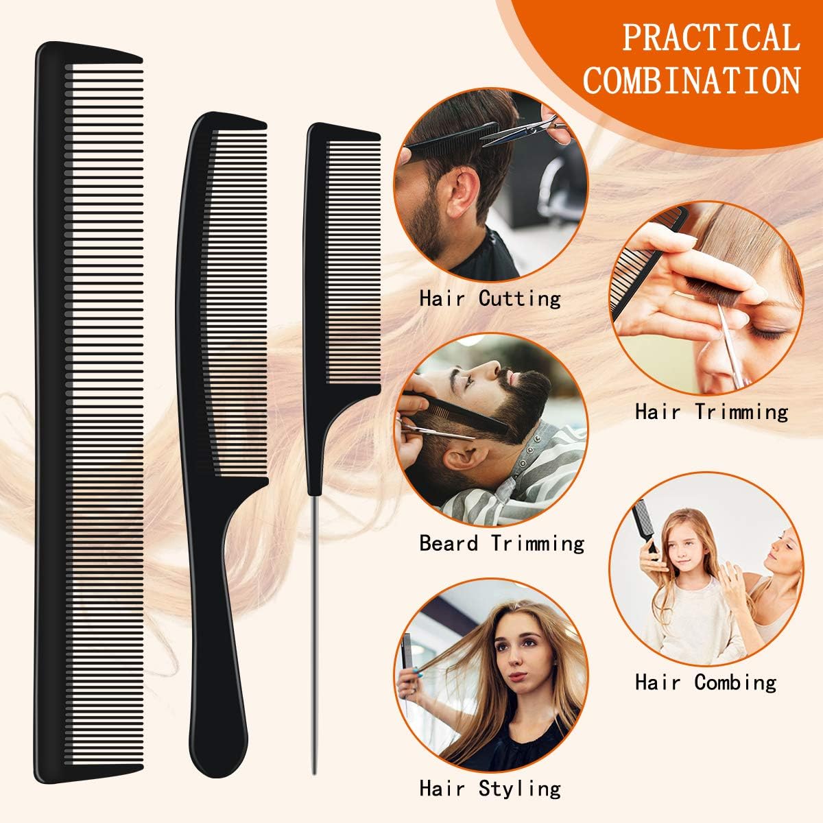 URAQT - set de 3 brosses/coiffants - antistatique, pro salon