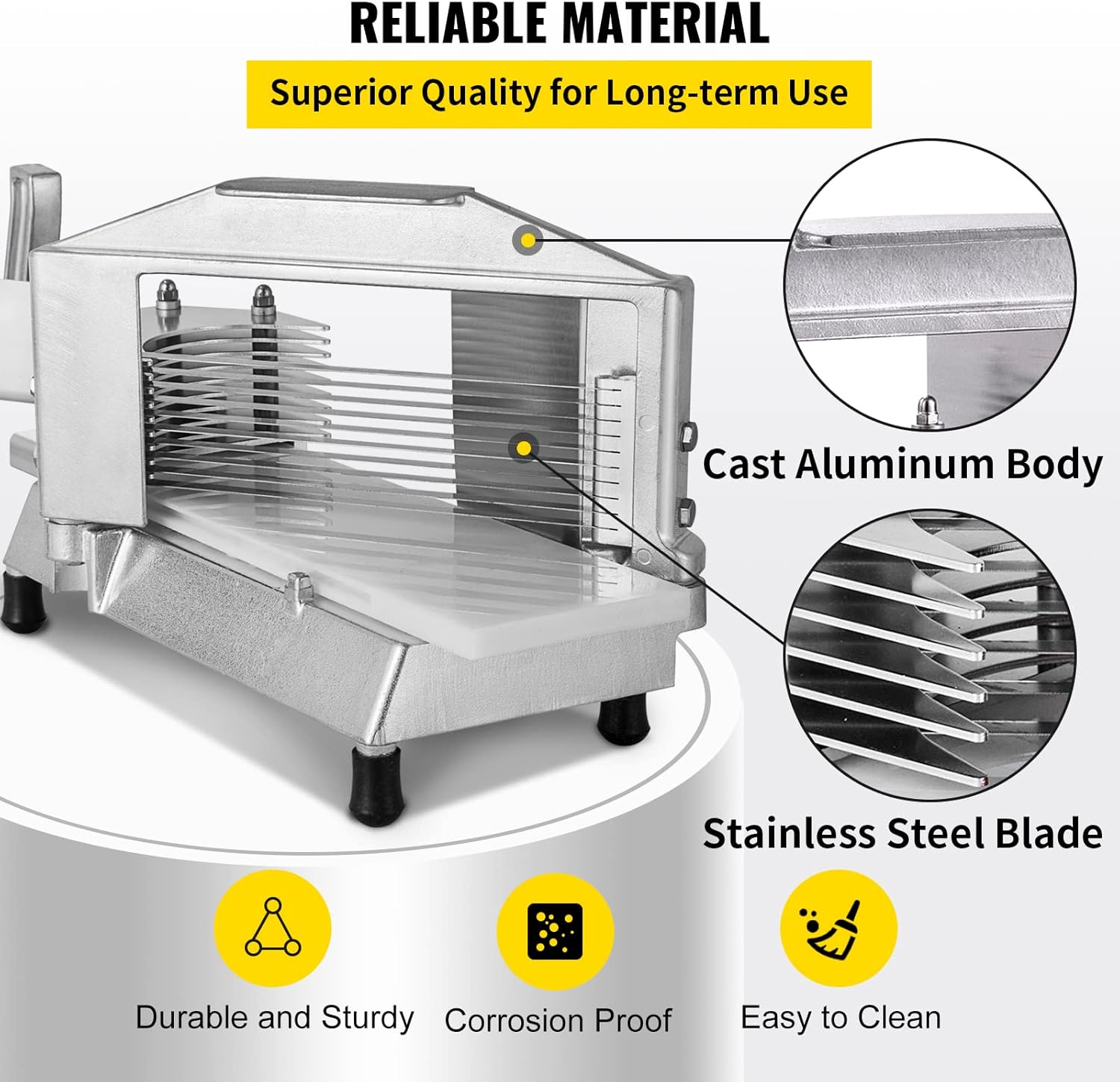 VEVOR - Coupe-tomates robuste 6,35 mm - inox - pieds antidérapants