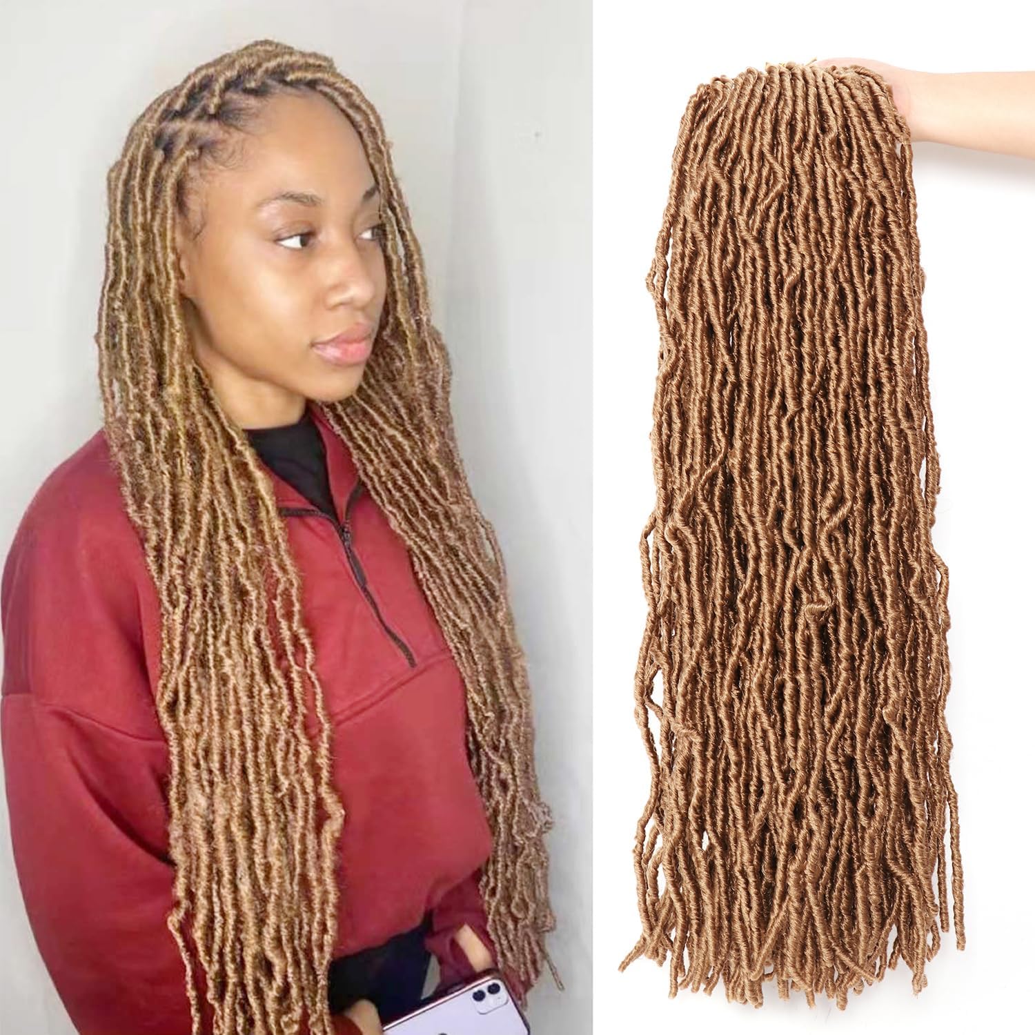 Faux Locks Crochet Braids - Soft Locs - 60,9 cm - Mèches bouclees, lot de 8