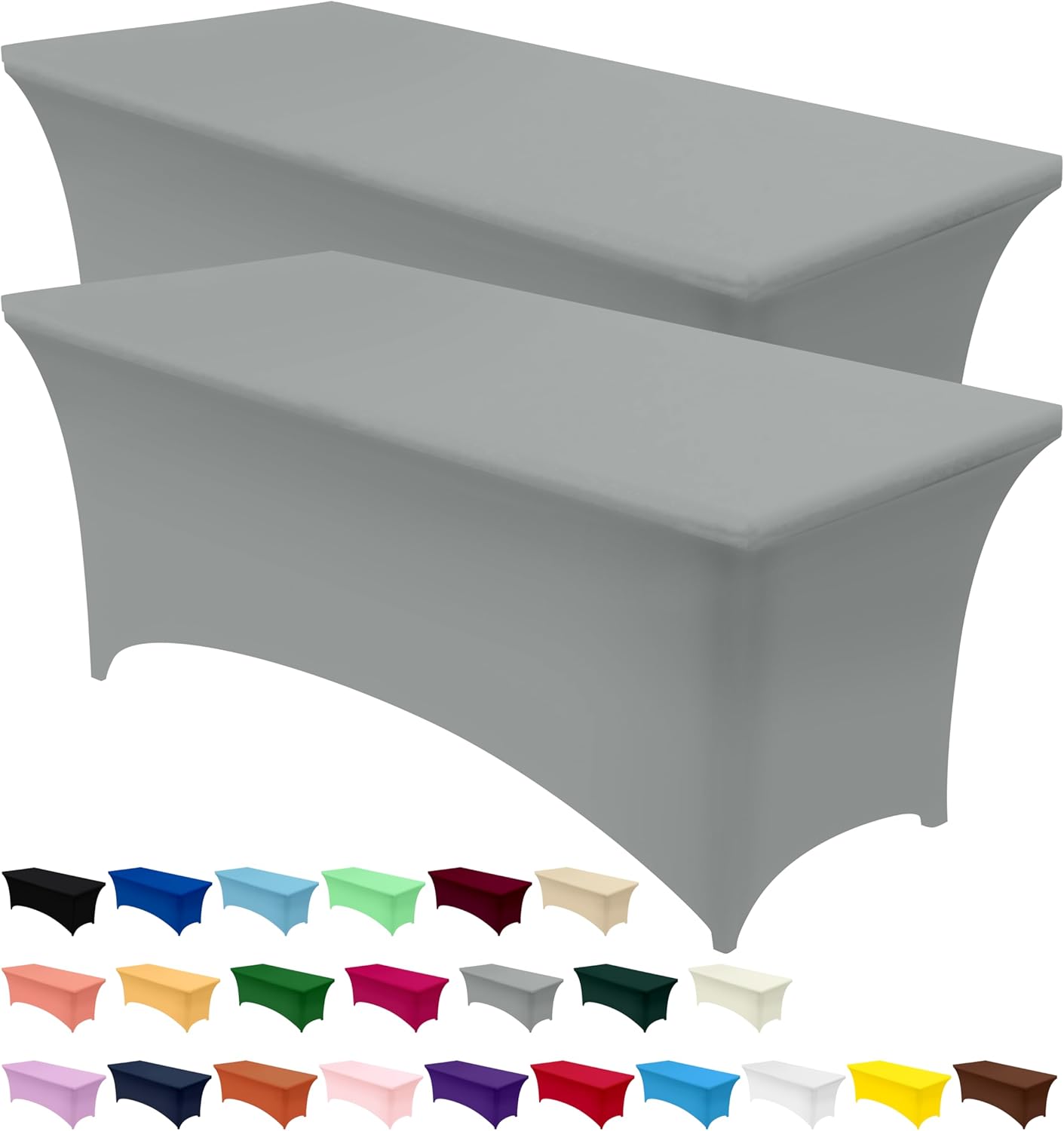 Utopia Kitchen - nappe extensible série 6ft - 183cm - polyester spandex lavable, infroissable, lot de 2, gris