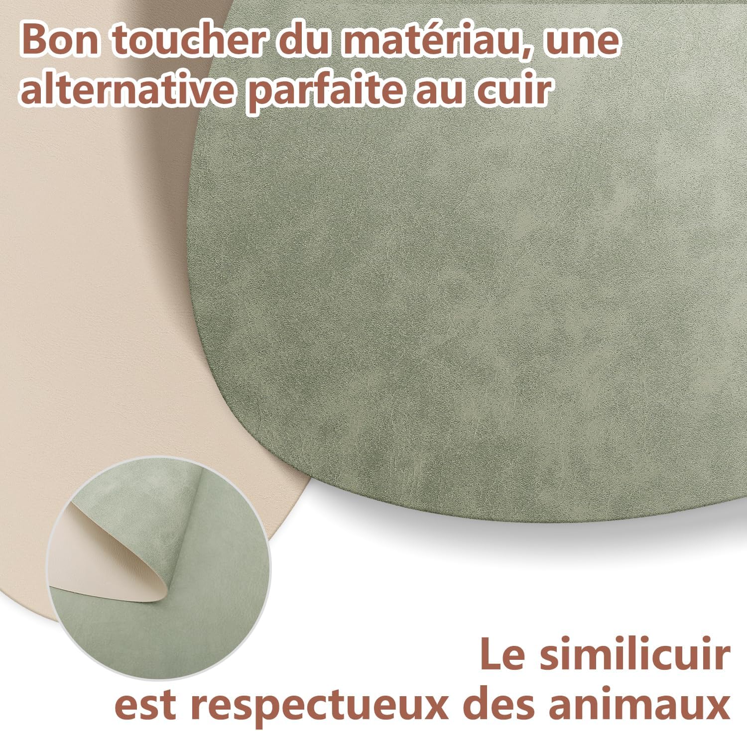 Set de table - PU cuir double face, lot de 6, 41x33cm, lavables, antidérapants