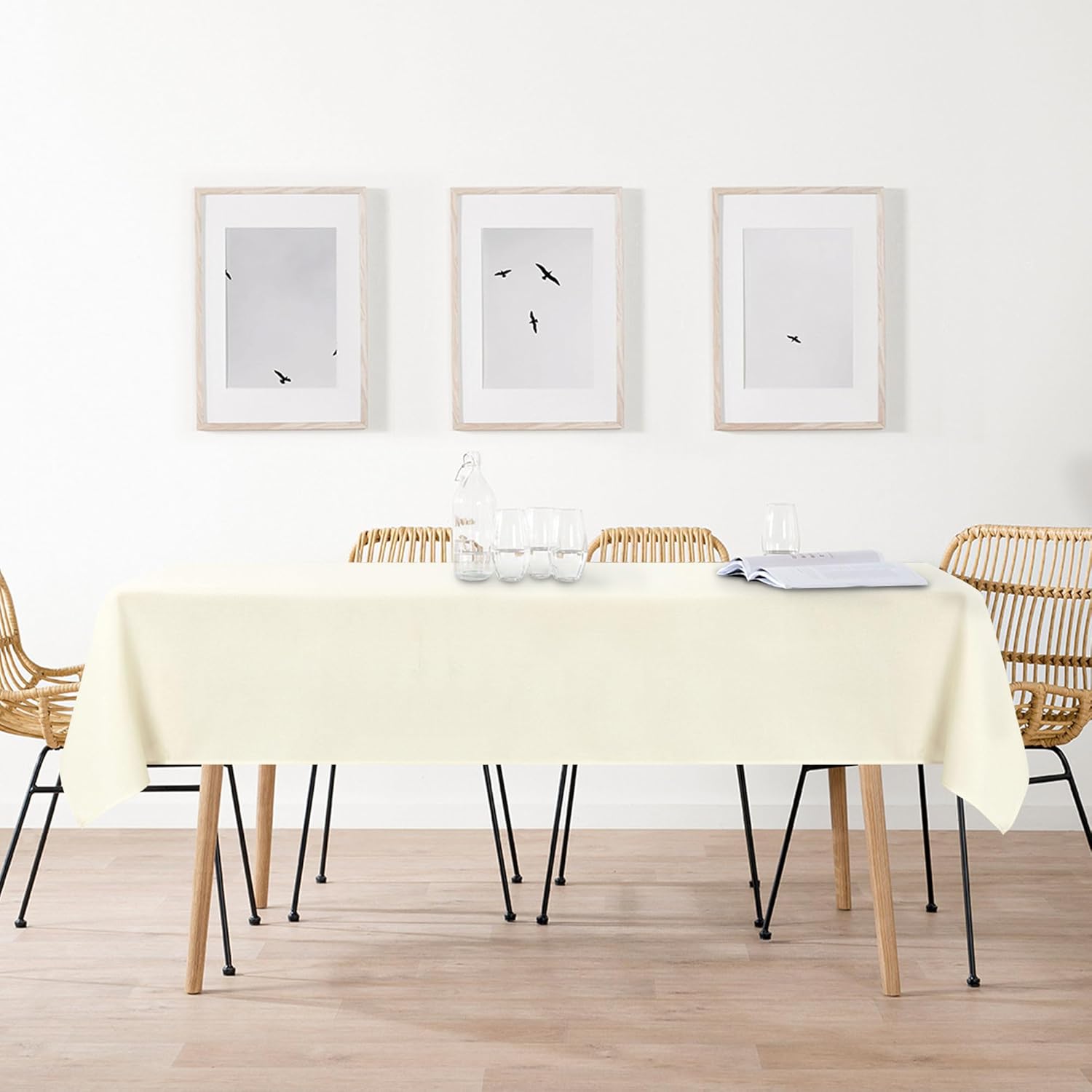 DWCN - Nappe effet lin 135x200cm - anti-tache, imperméable