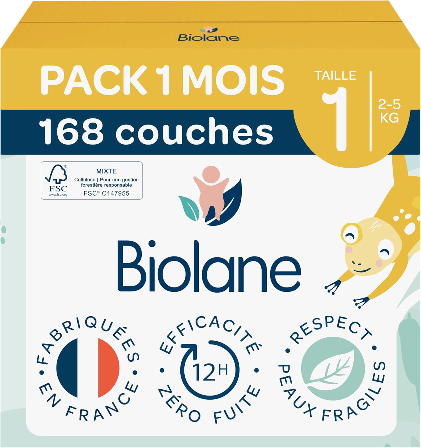 Biolane - couche taille 1 - 2-5 kg - ultra-absorbantes, 12h au sec