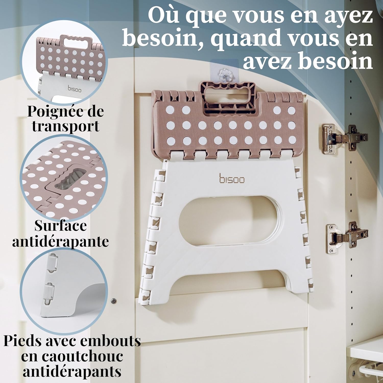 Bisoo - Tabouret pliant enfant 22 cm - plastique, portable, sûr