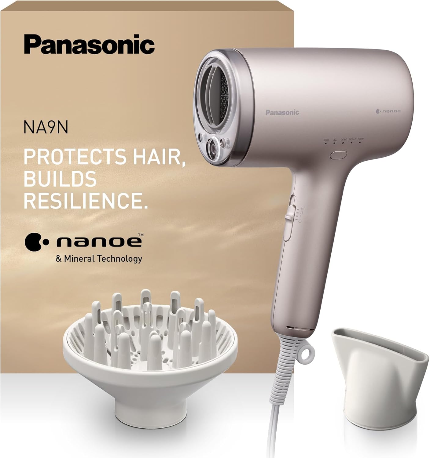 Panasonic - Sèche-cheveux Nanoe & Ions, 1600W, modes soin, EH-NA9N-E825