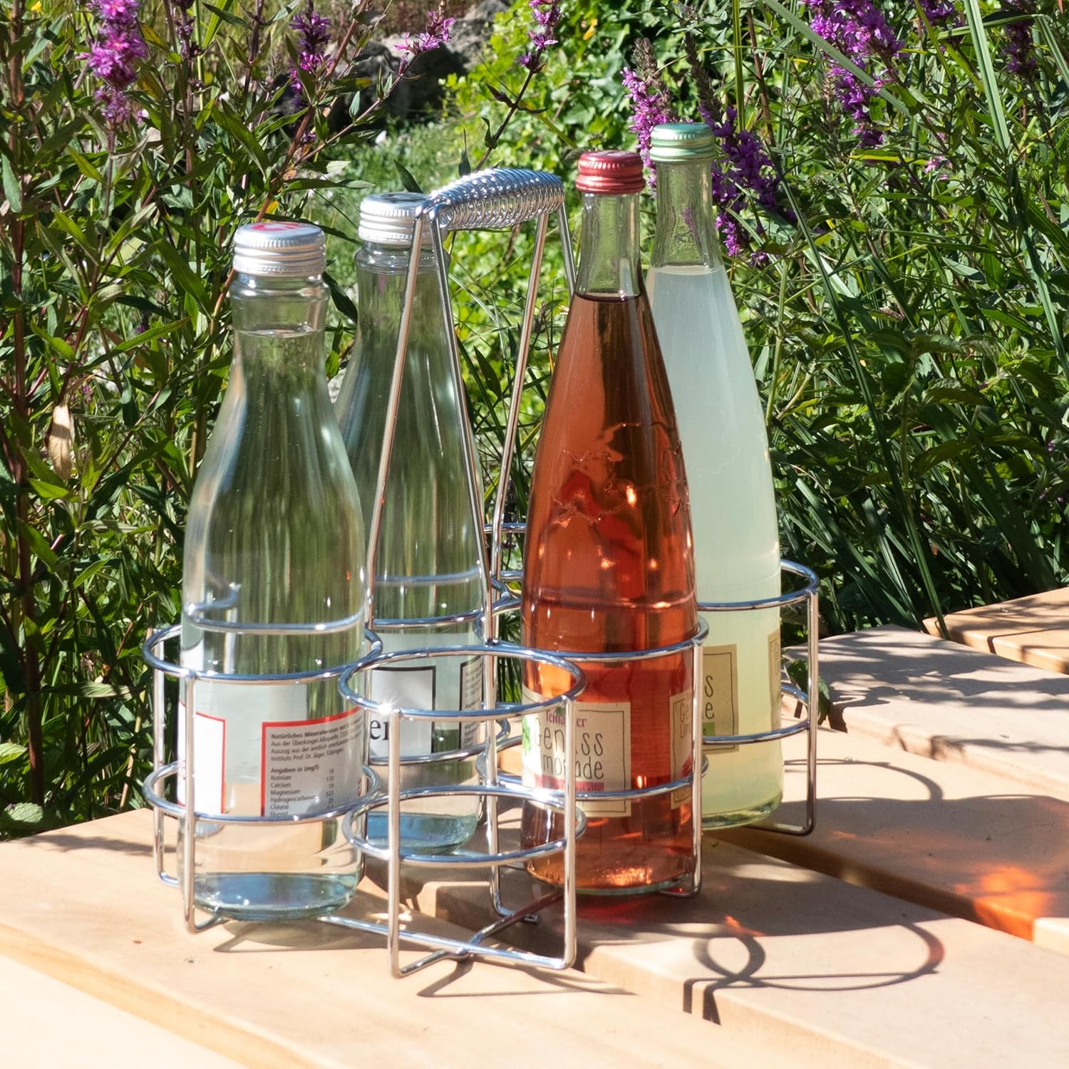 Kela - Loop porte-bouteille métal argent - 31x31x21 cm - design élégant 49880