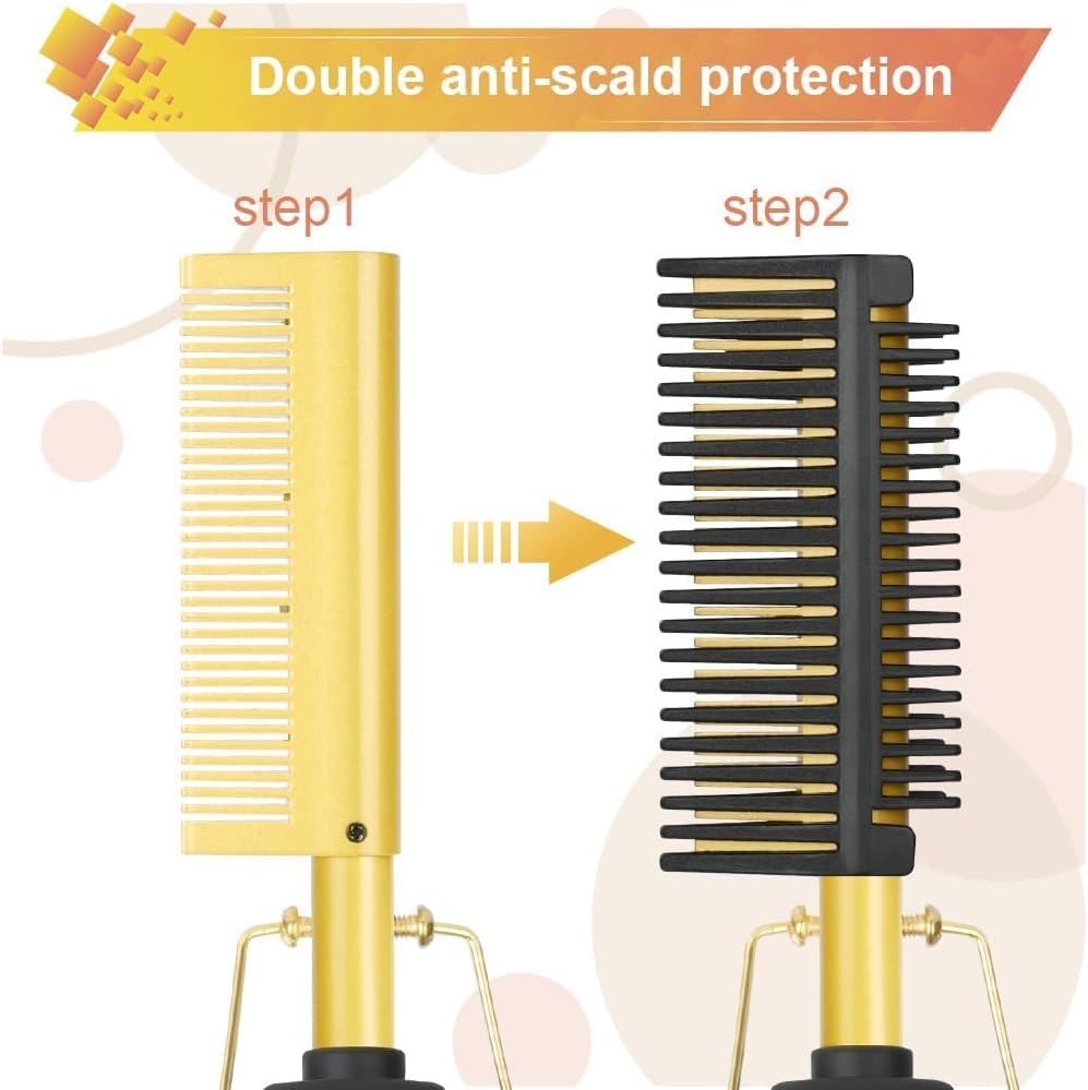 Flintronic - 2 en 1 Peigne chauffant céramique - 160-200°C - Chauffe rapide, barbe et perruque