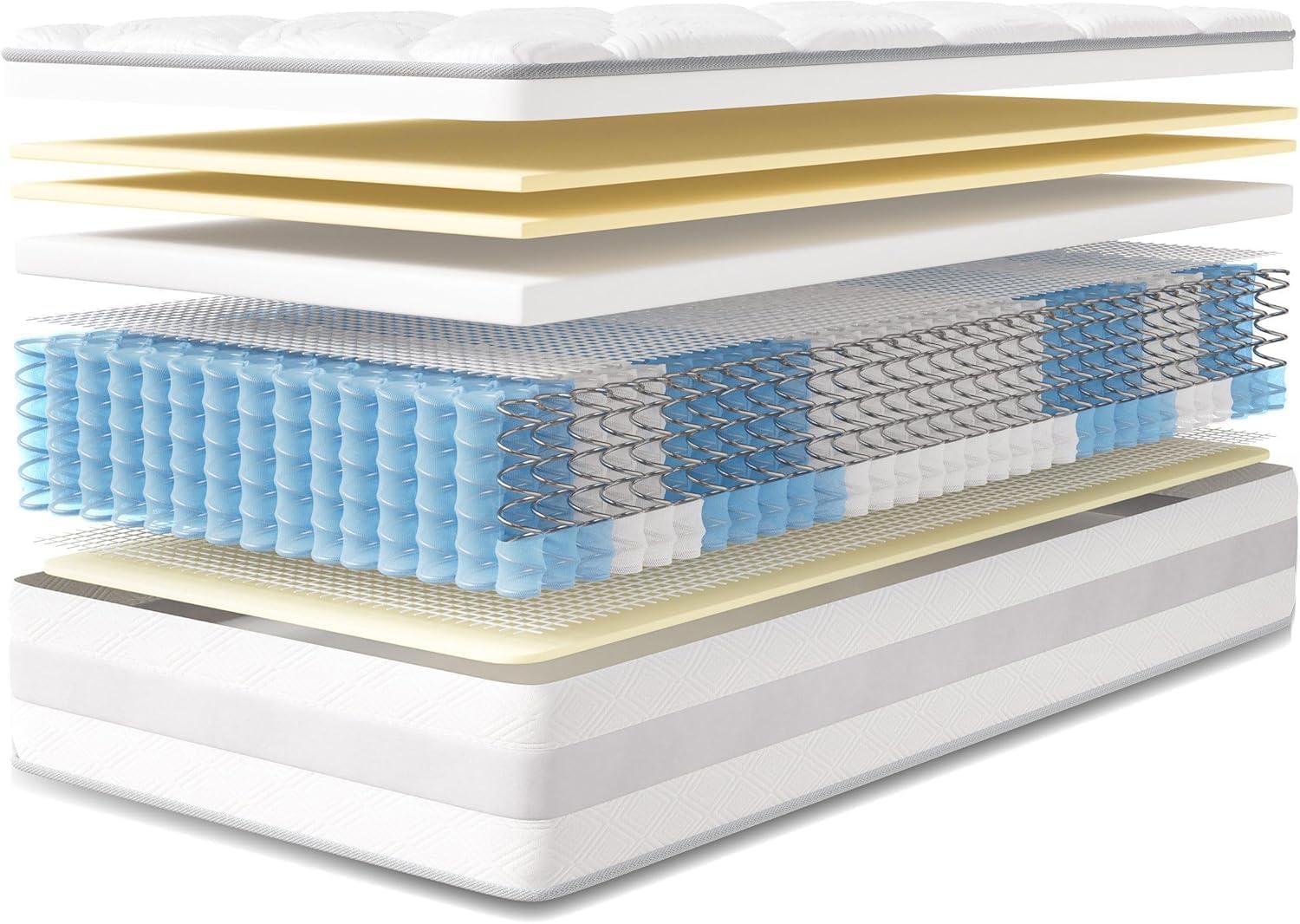 Matelas - 180x200 cm, 7 zones, 10 couches, réversible, soutien H3/H4