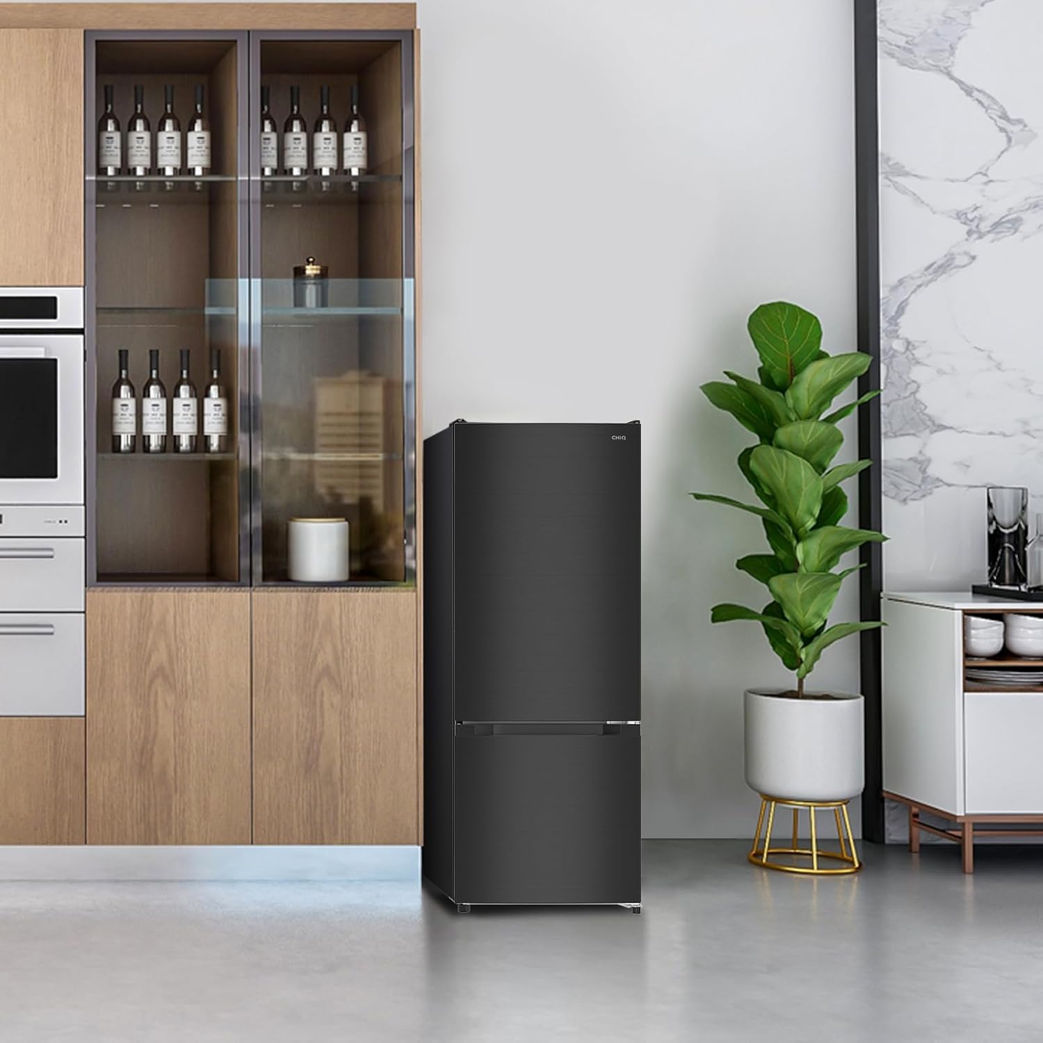 CHIQ - FBM205L42 - 205L, acier noir, 39dB, faible givre, portes réversibles