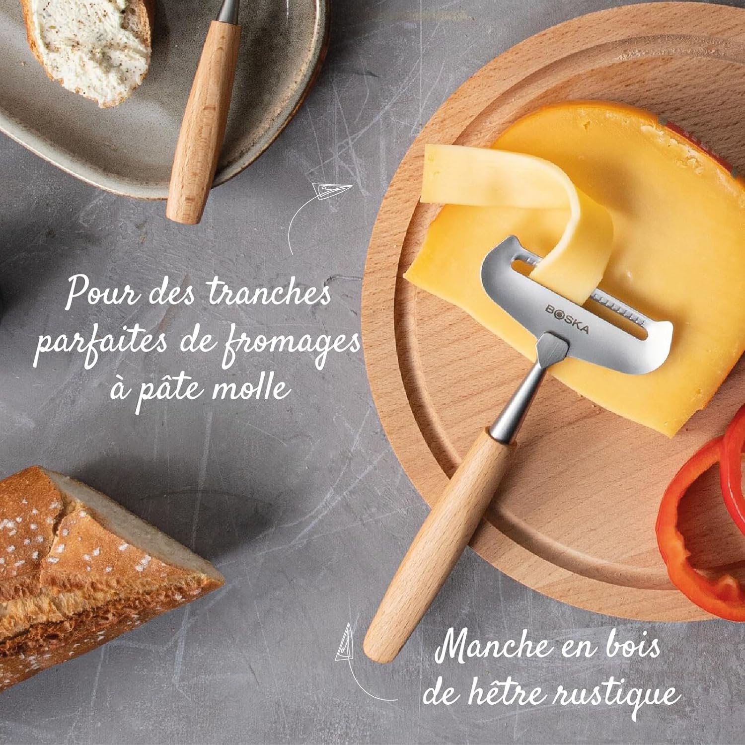BOSKA - Amigo - tranchette fromage inox/bois ergonomique BSF