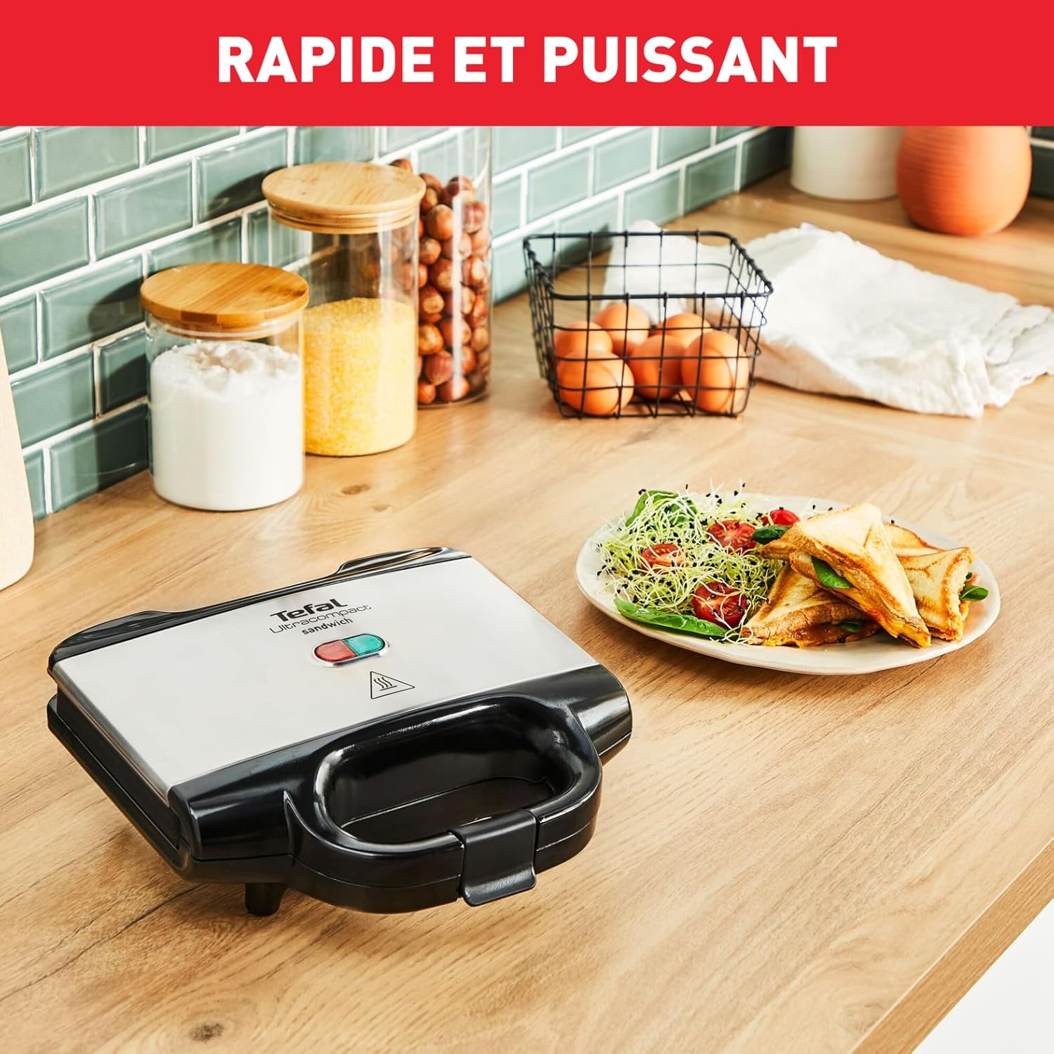 Tefal - Ultracompact - appareil croque-monsieur - antiadhésif, sécurité, rangement facile SM155212