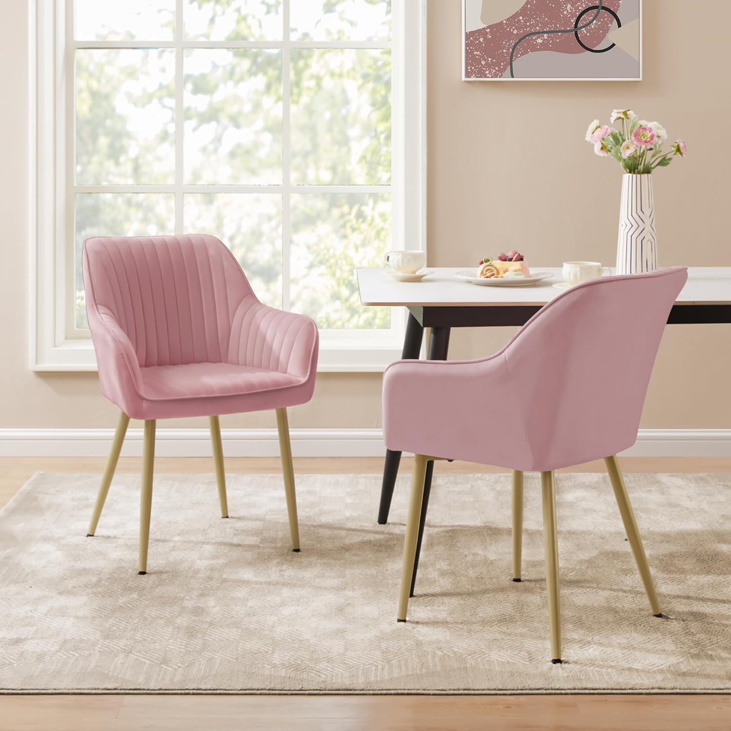 SONGMICS - fauteuil velours, 4 pièces, accoudoirs, pieds métal, 120kg, LDC087R14