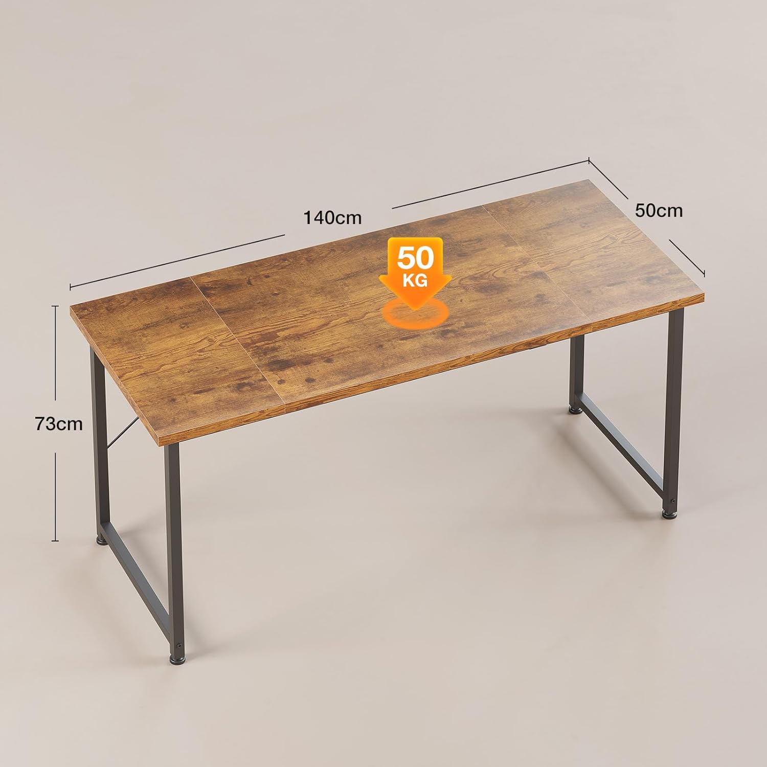 Bureau d’ordinateur - 140x50cm - table informatique, bois, marron