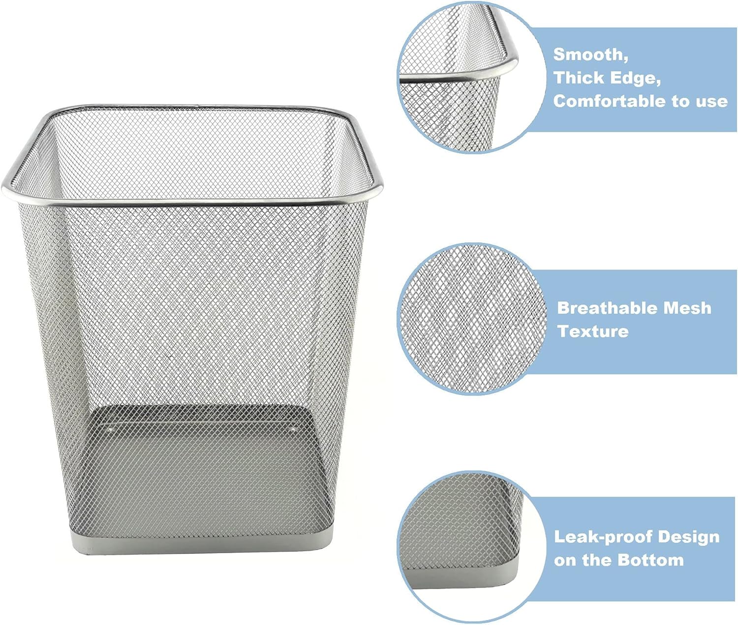 D.RECT - poubelle treillis métal 18L, lot de 2, argent