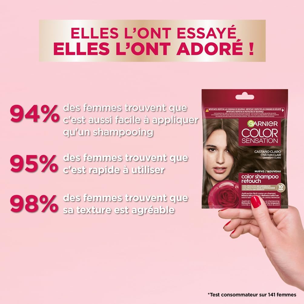 Garnier - Color Shampoo Retouch - 100% couverture cheveux blancs - permanent
