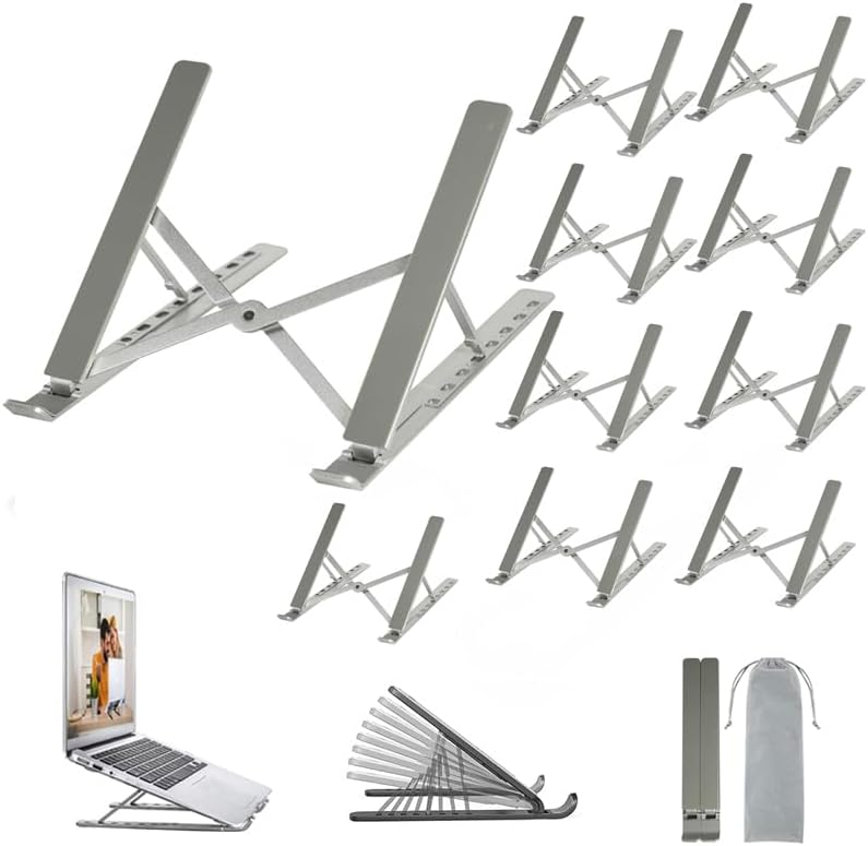 Support ordinateur portable - aluminium réglable - 10-17,3’’ - ventilé, ergonomique, compatible MacBook, HP, Dell, 10PCS