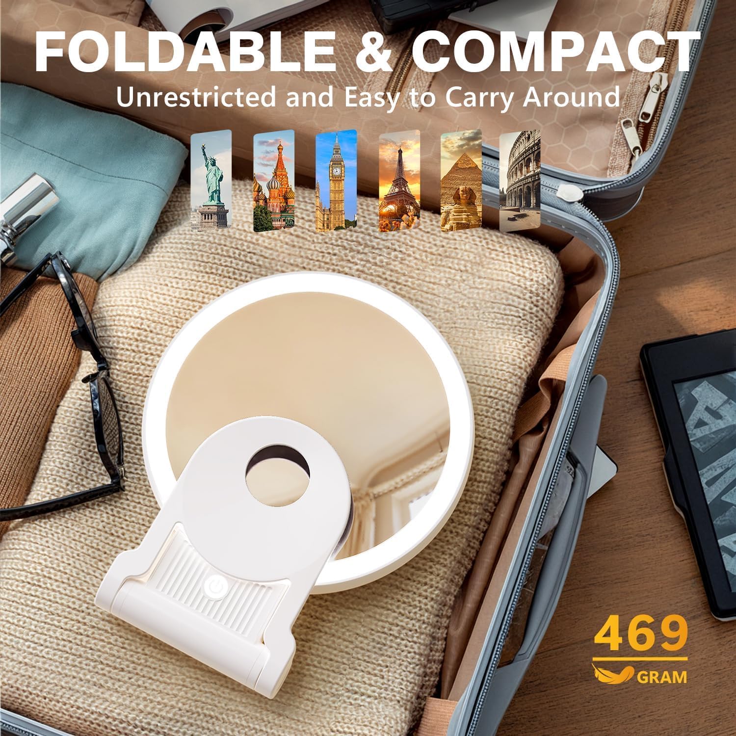 Auxmir - miroir lumineux double face, 30X/1X, LED rechargeable, compact