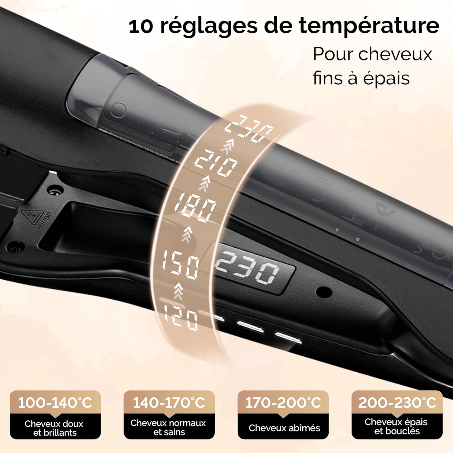Golden Goods - Steampod Pro - lisseur ionique vapeur, céramique, 230°C