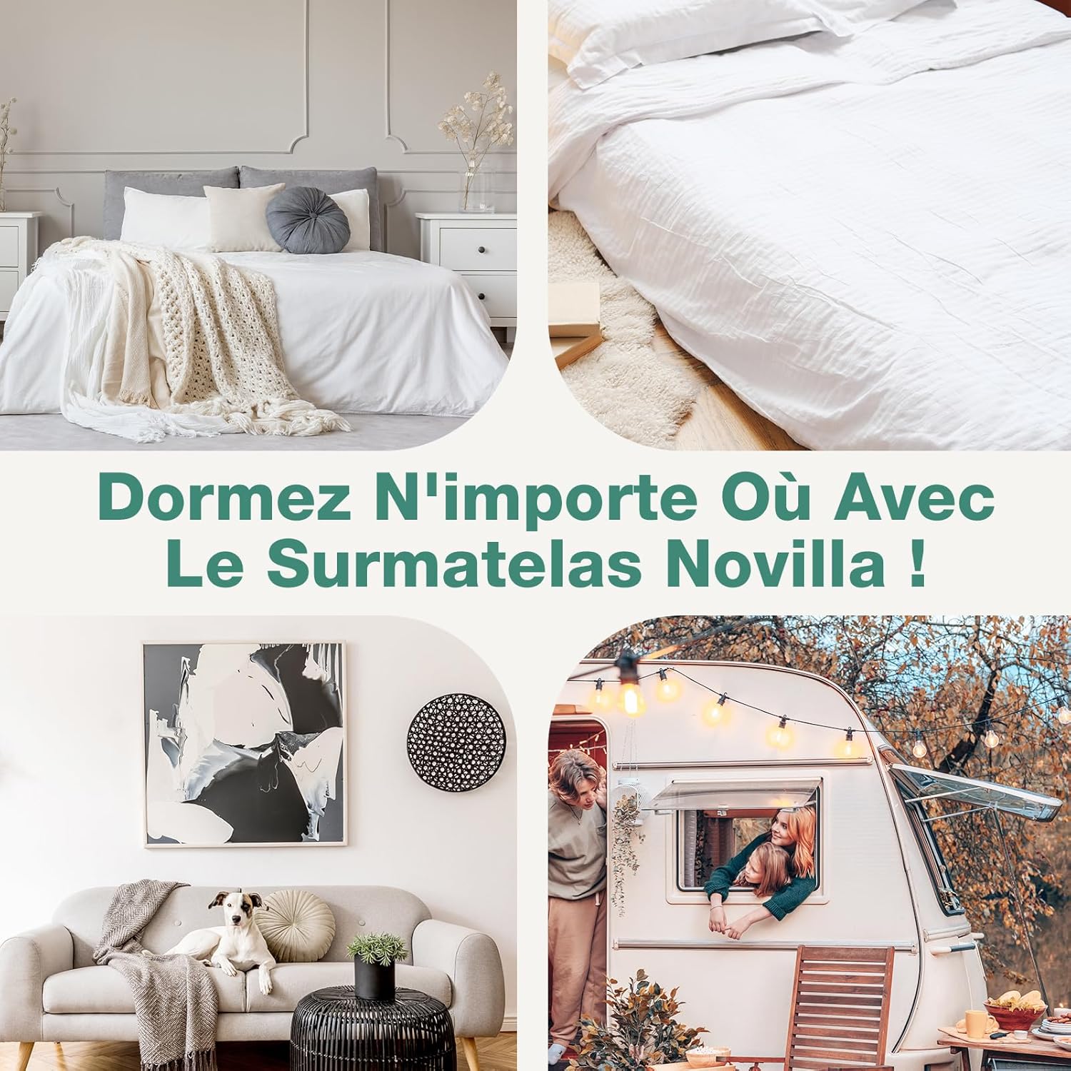 Novilla - Surmatelas Gel Mémoire - 120x200 cm - 5 cm, doux, antidérapant, lavable