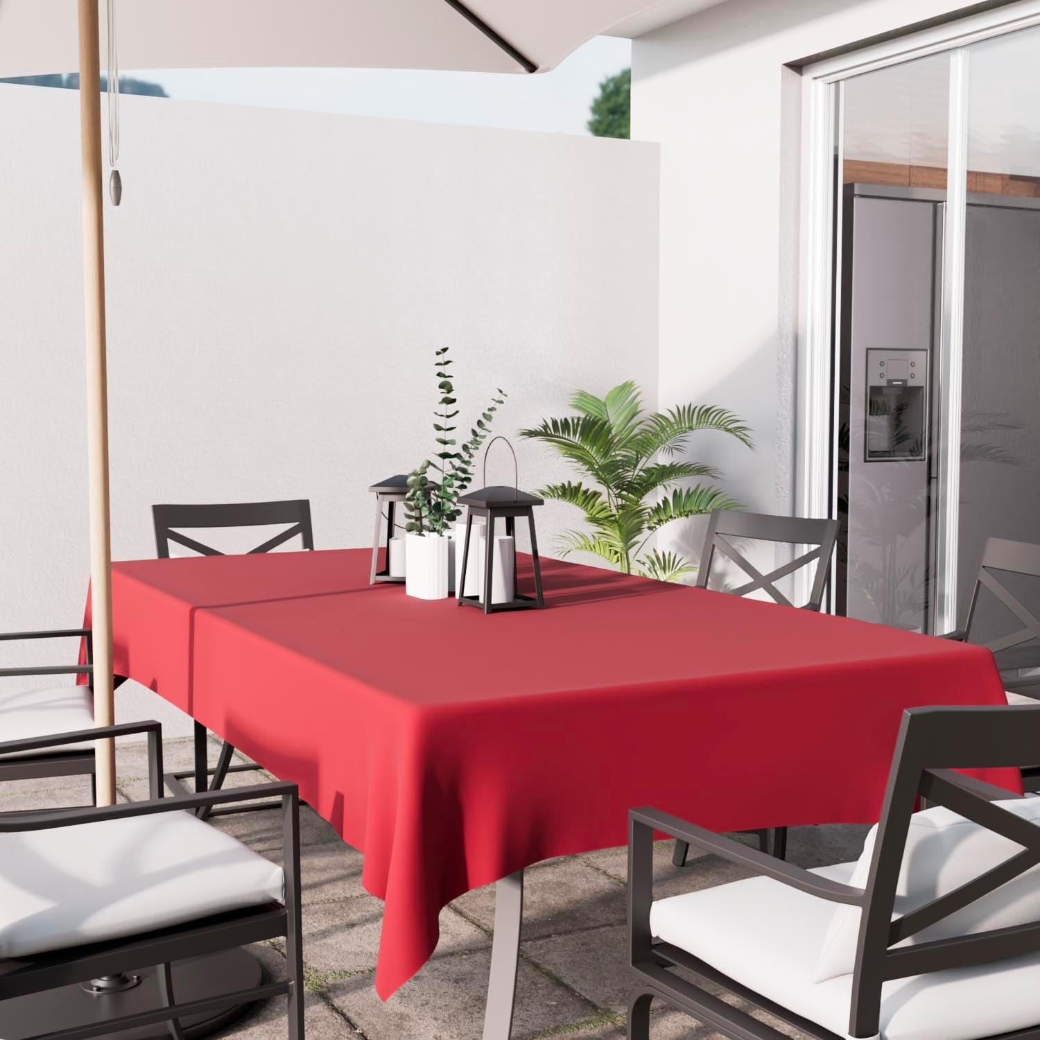 Soleil d'ocre - Alix nappe rectangle polyester rouge 160x270cm anti-tâches