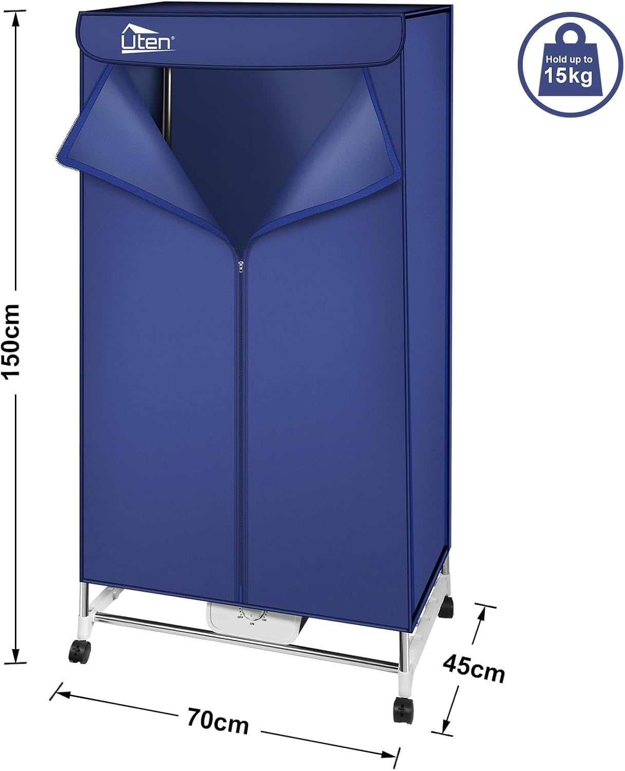 Sèche-linge portable double couche, 1500W, minuterie réglable, armoire