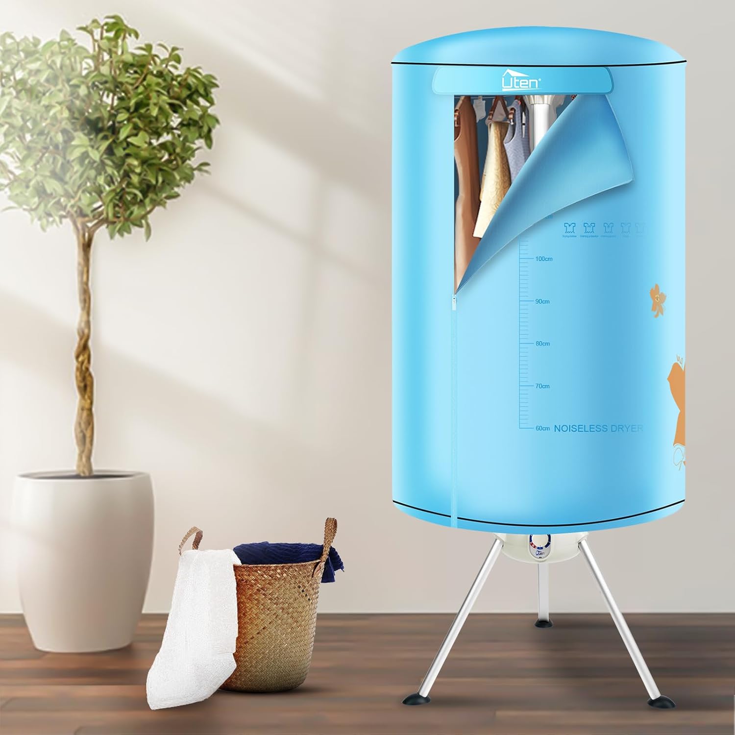 Sèche-linge électrique portable - rond - 1000W, minuterie, compact