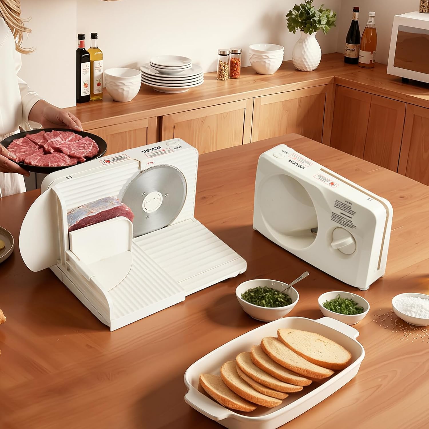 VEVOR - trancheuse électrique 180W, lame 170mm, épaisseur réglable