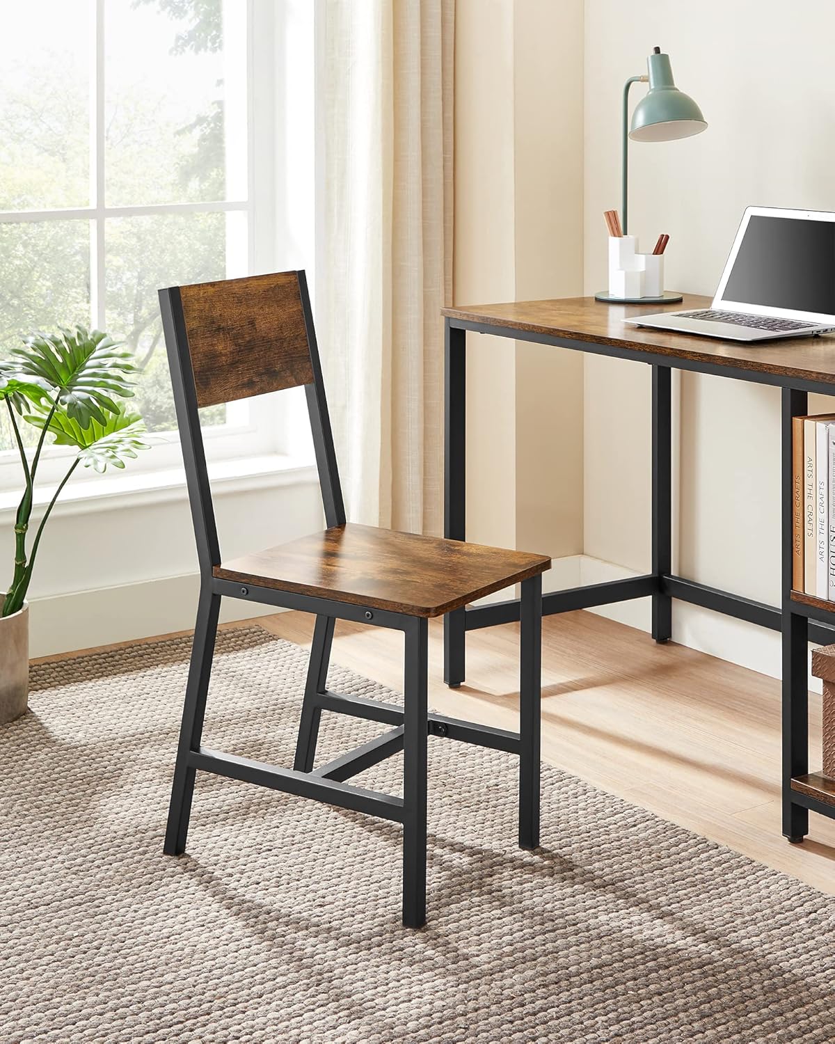 VASAGLE - chaises industrielles, lot de 4 acier, marron/noir, LDC093K02