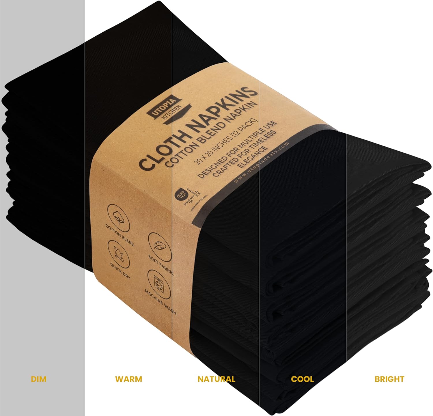 Utopia Kitchen - serviettes tissu - 50x50 cm - coton mélangé lavable