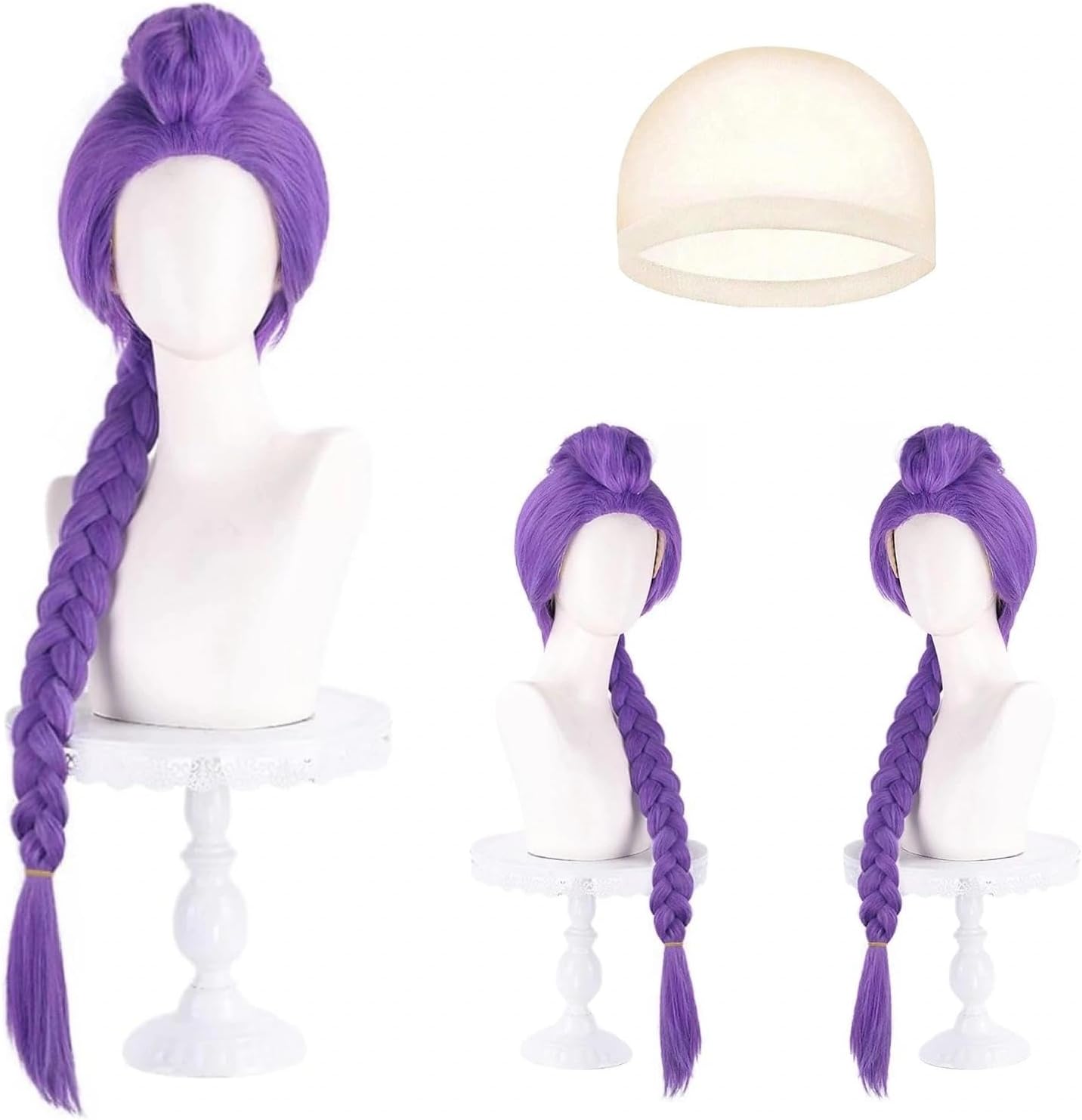 Perruque cosplay femme - perruque violette tressée - taille unique - déguisement K-pop, Halloween, Carnaval, cadeau fans