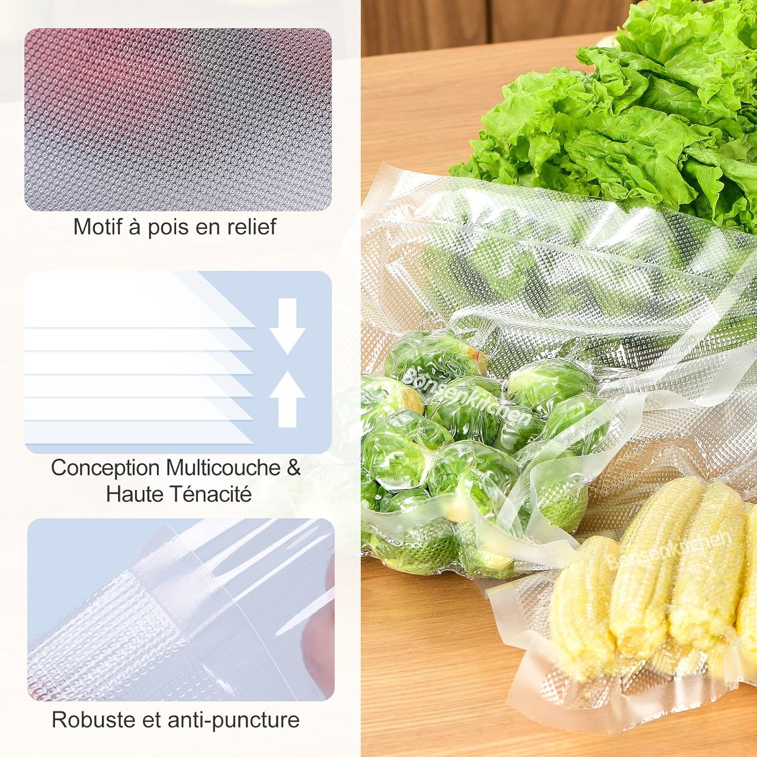 Bonsenkitchen - rouleau sous vide série VB - 20x600cm - lot 2, conservation et cuisson, VB3206