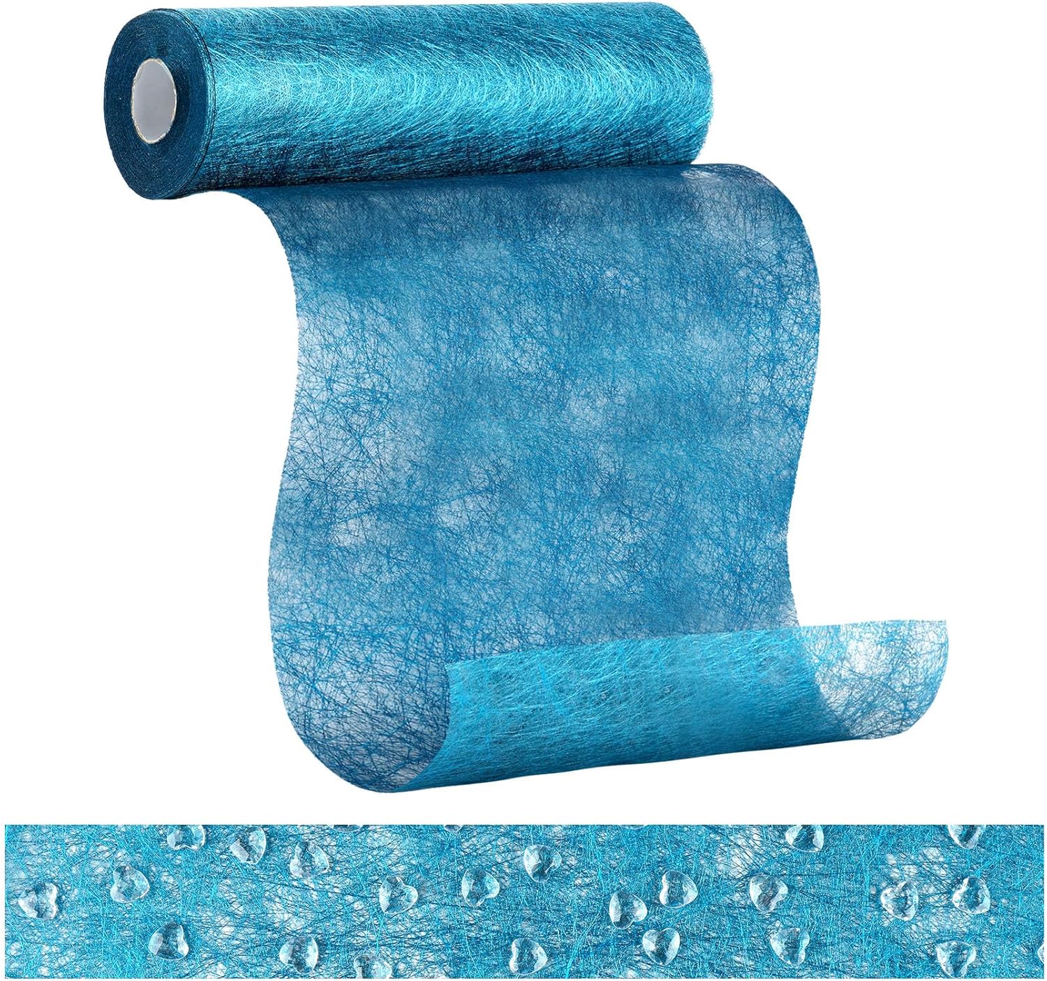 Chemin de table - bleu non tissé 30m x 23cm, 150 strass, décor élégant