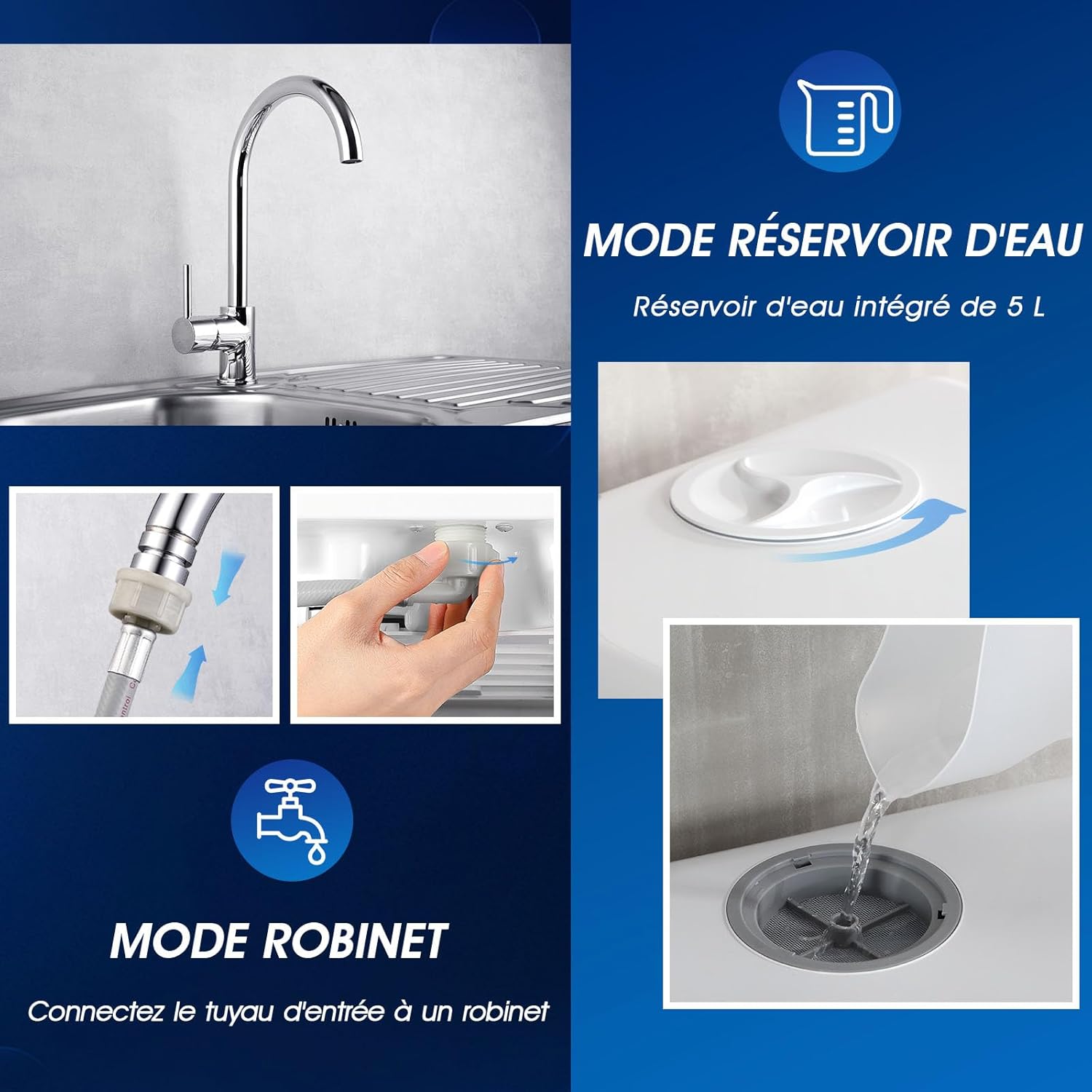 AIRMSEN - Mini lave-vaisselle compact, 5L, 6 programmes, écran LED