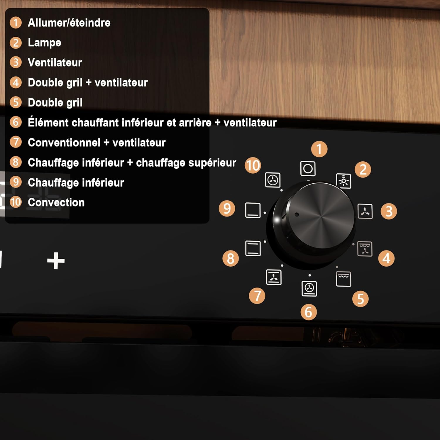 Four encastrable - 60 cm, 60L, 2800W, 9 fonctions, minuterie 10h