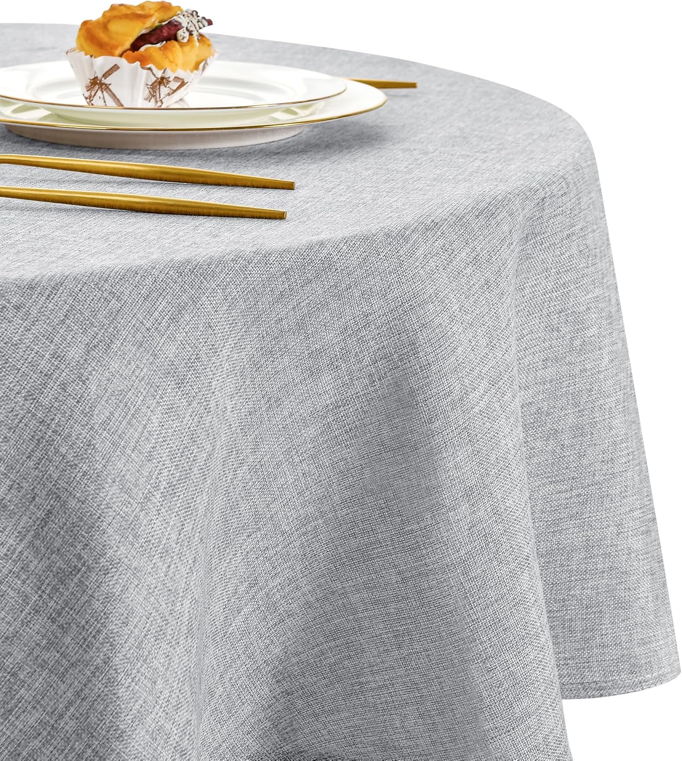 DWCN - nappe ronde lin effet 120cm - imperméable, anti-tache