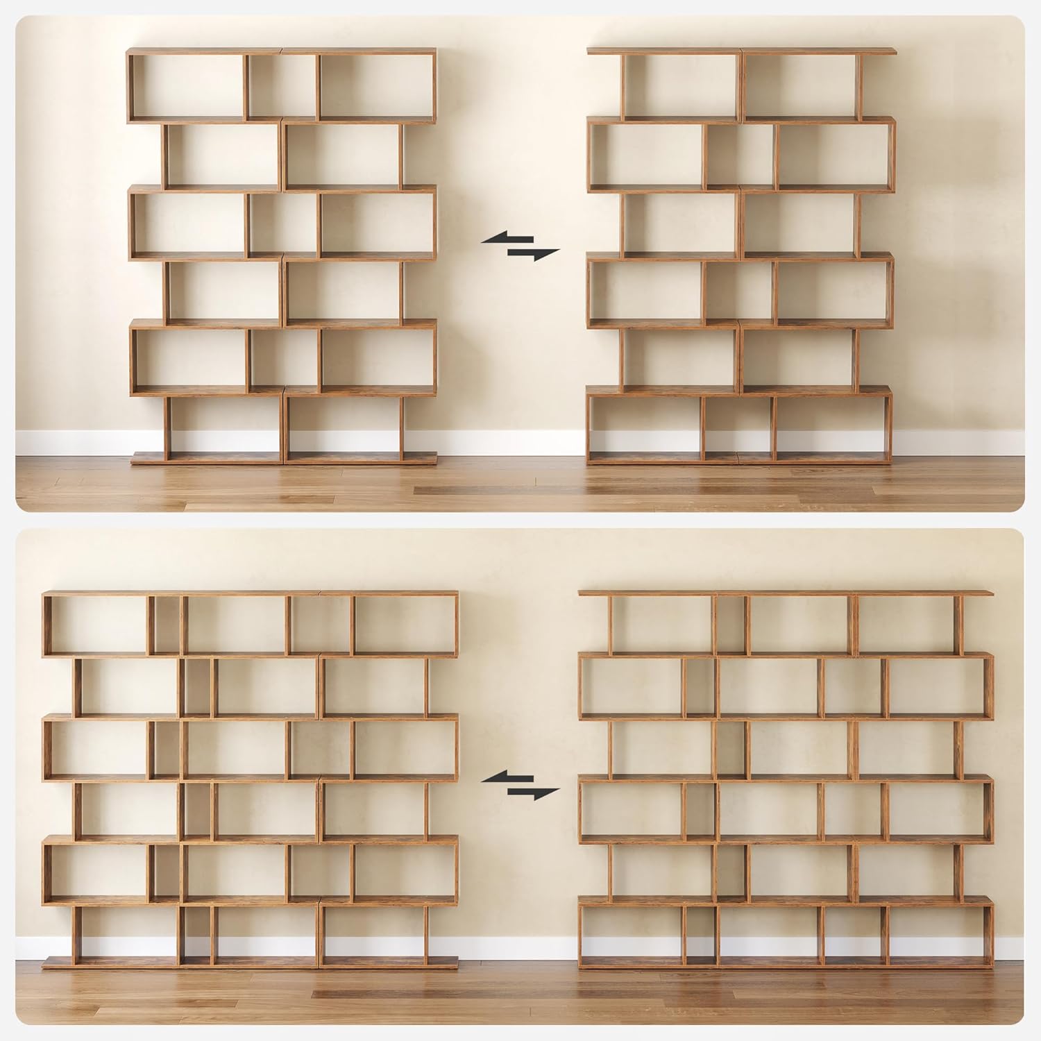 VASAGLE - étagère 6 niveaux - 24x70x191,6 cm - rangement, séparateur, marron rustique - LBC61BX