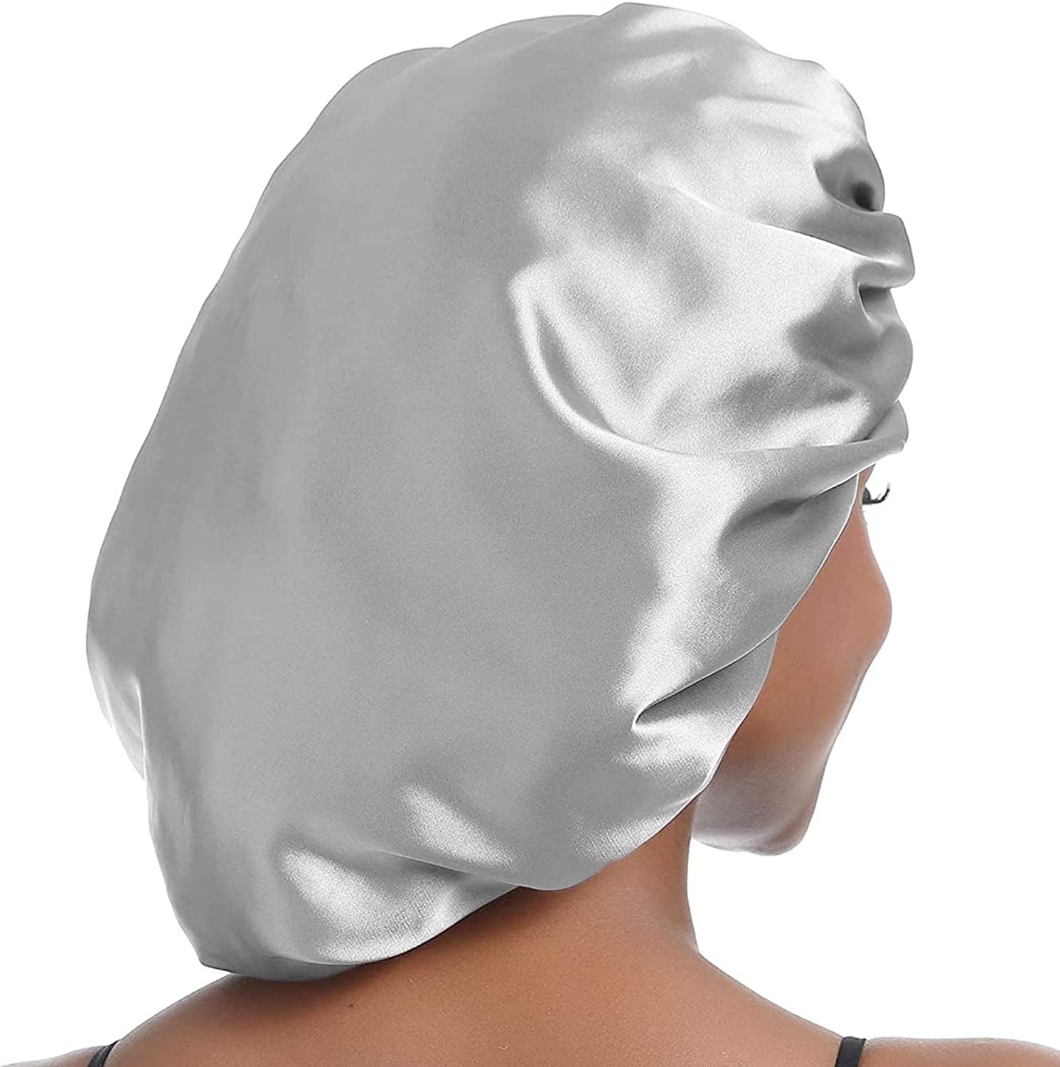 Bonnet nuit satin femme - 2 pièces - protection cheveux soie