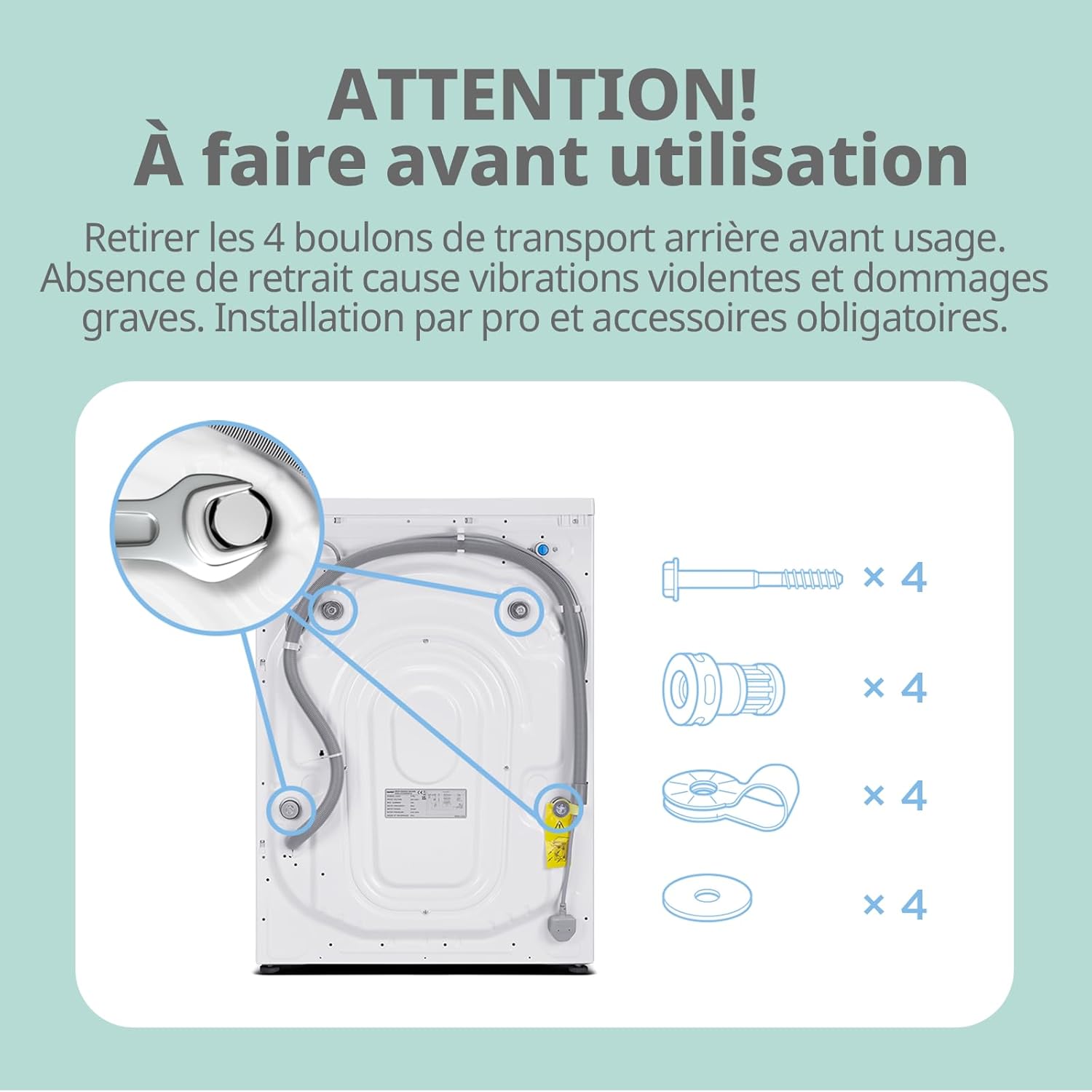 COMFEE' - Lave-linge frontal 8kg, classe A, moteur BLDC, 15 programmes, CFE12EW80/W-FR