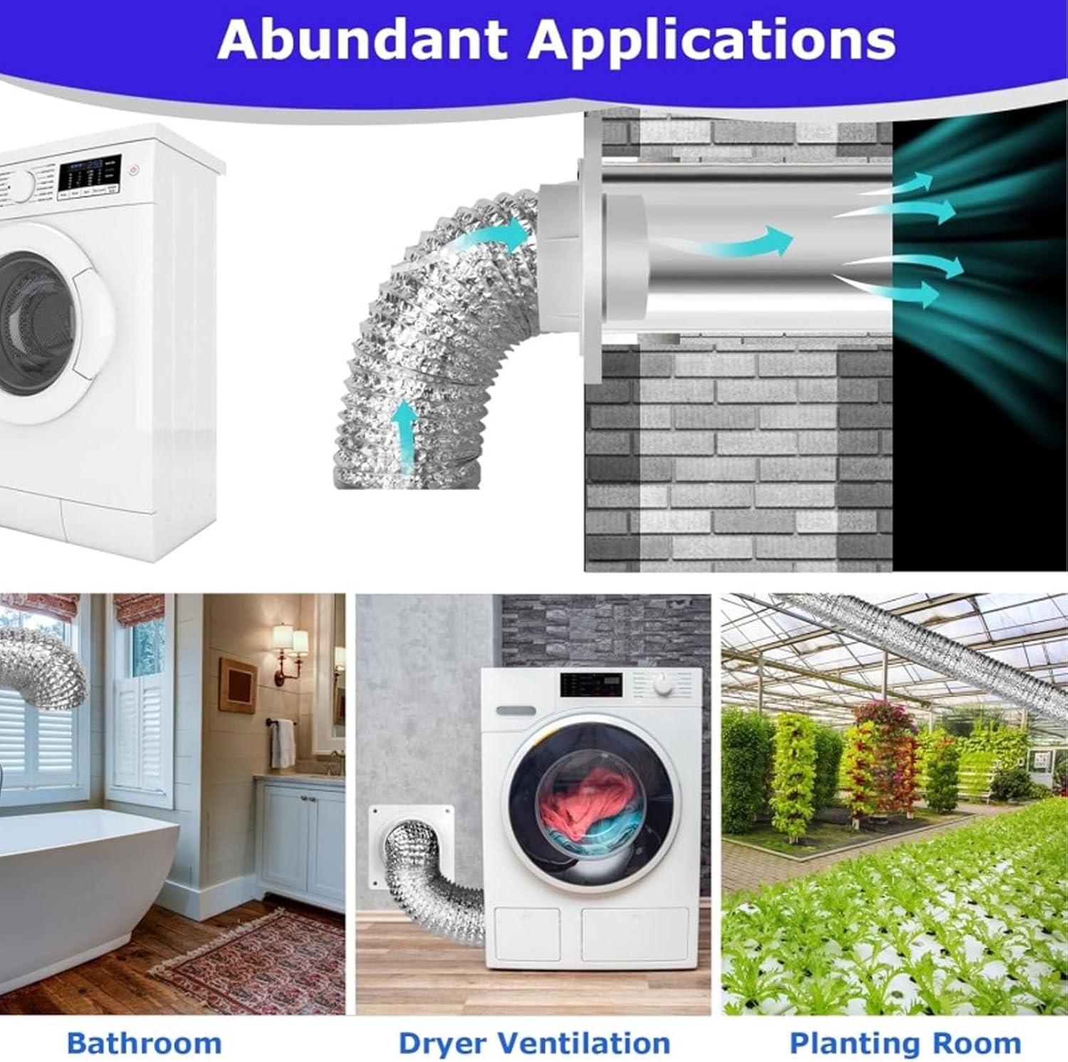 Fafeicy - kit de raccordement sécheuse - 10 cm/2,4 m - verrou rotatif, tuyau alu flexible