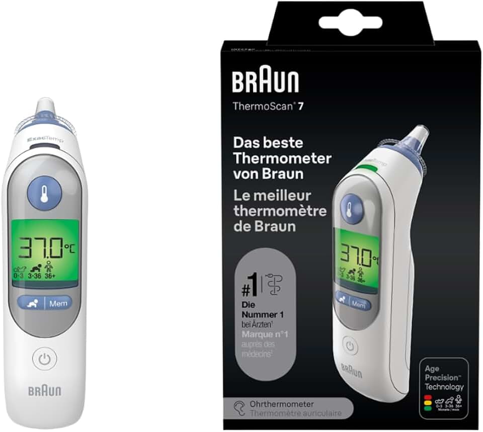 Braun - ThermoScan 7 - Thermomètre auriculaire précis bébé adulte